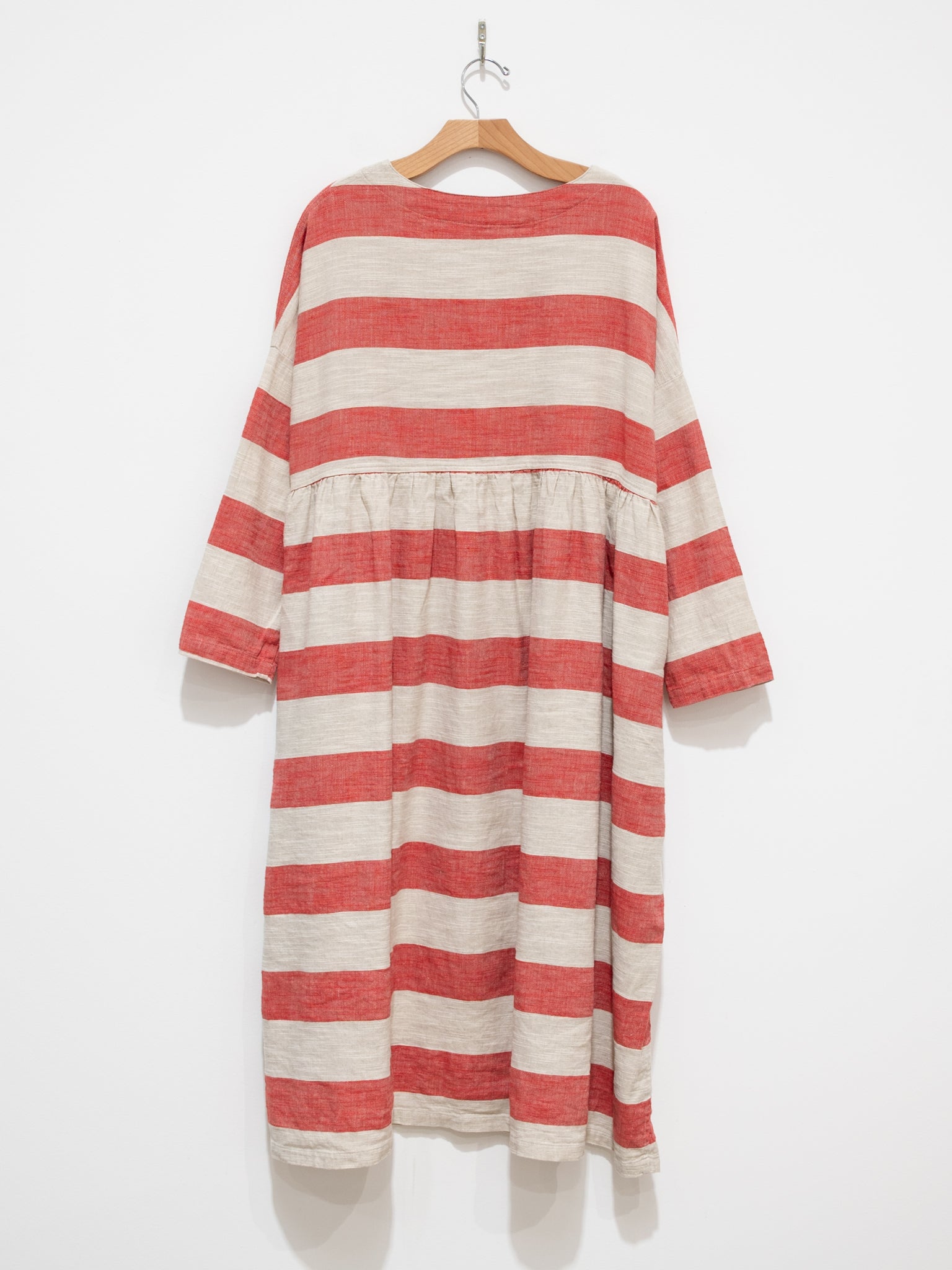 Namu Shop - Ichi Antiquites Linen Cotton Slub Stripes Dress - Red