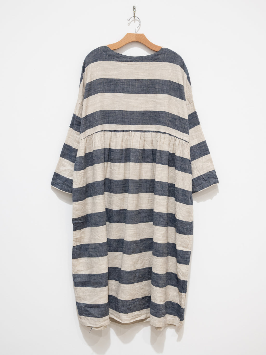 Namu Shop - Ichi Antiquites Linen Cotton Slub Stripes Dress - Navy