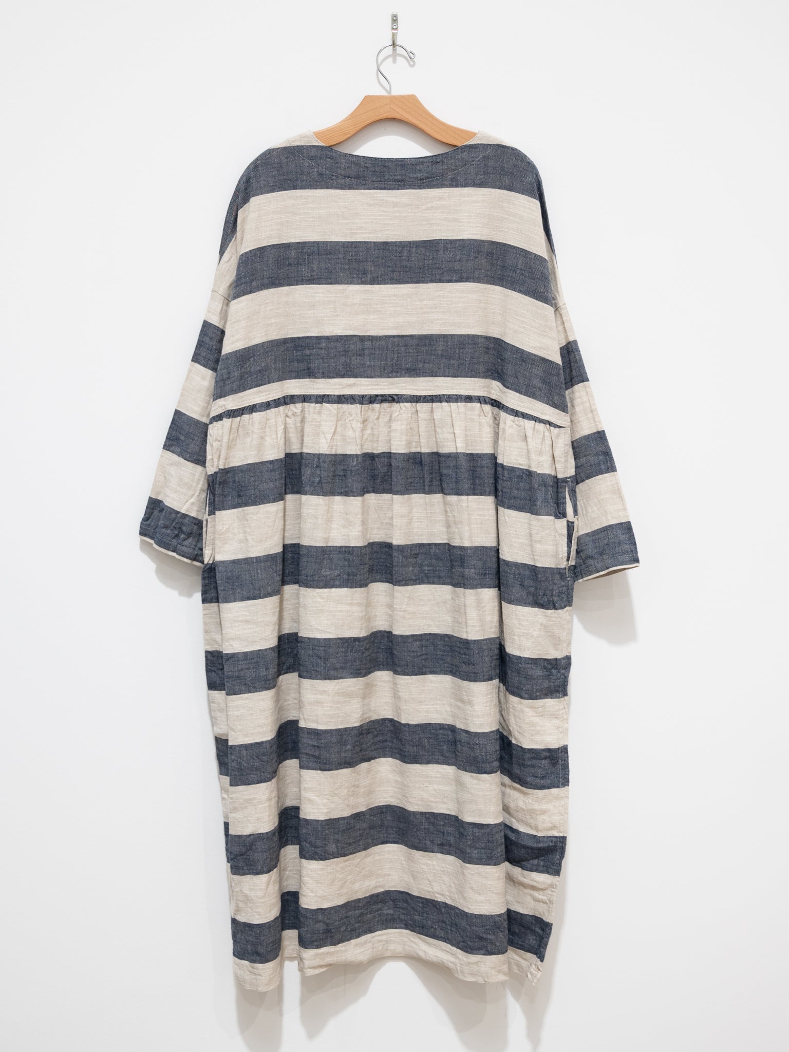 Namu Shop - Ichi Antiquites Linen Cotton Slub Stripes Dress - Navy