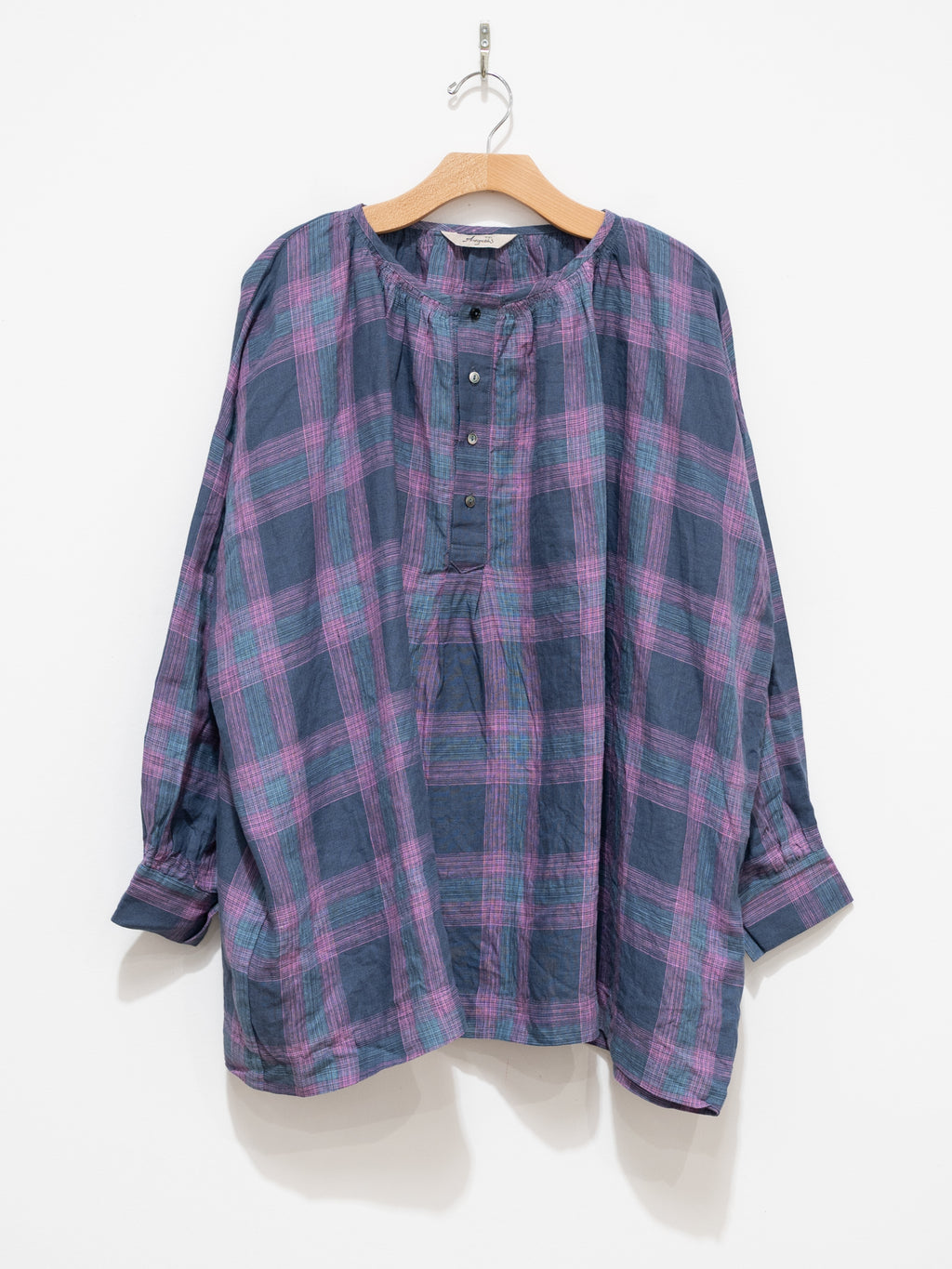 Namu Shop - Ichi Antiquites Linen Check Blouse - Navy