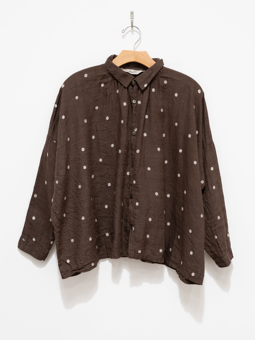 Namu Shop - Ichi Antiquites Linen Dot Shirt - Brown x Natural