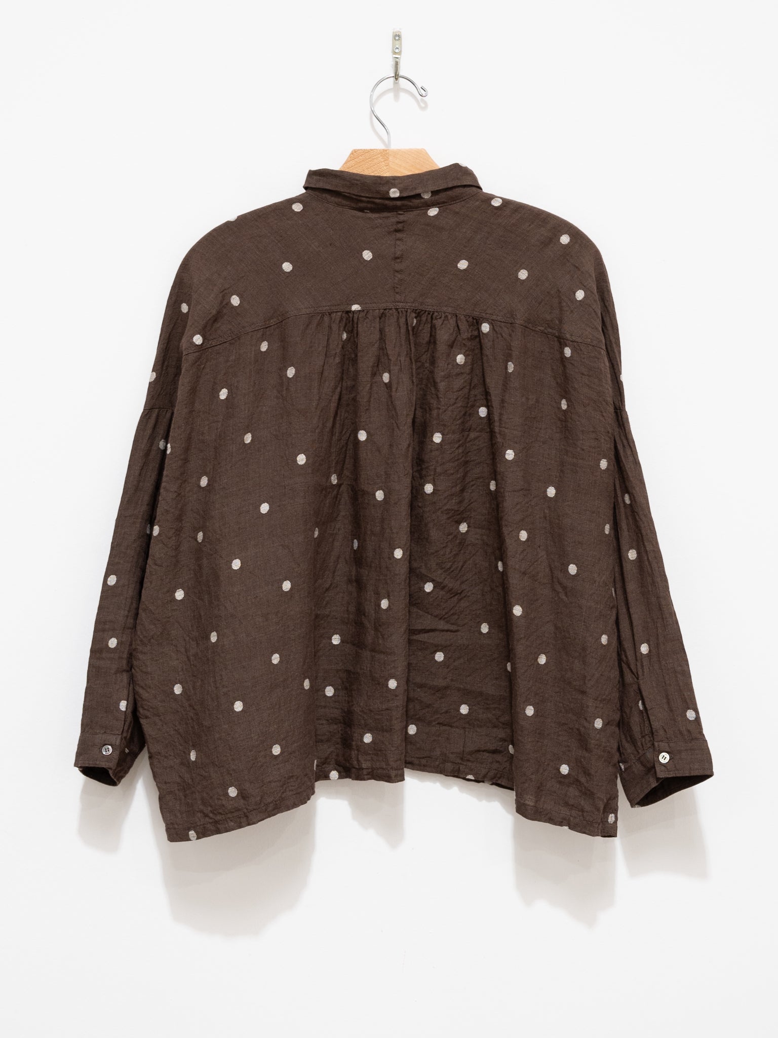 Namu Shop - Ichi Antiquites Linen Dot Shirt - Brown x Natural