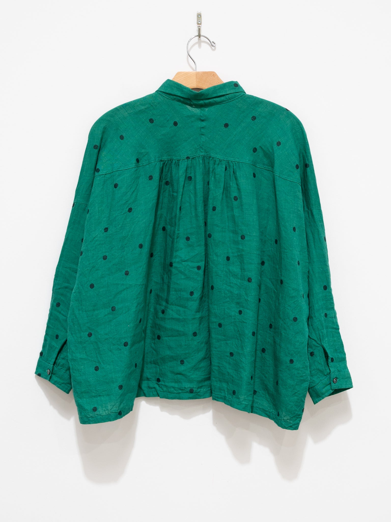 Namu Shop - Ichi Antiquites Linen Dot Shirt - Green x Black