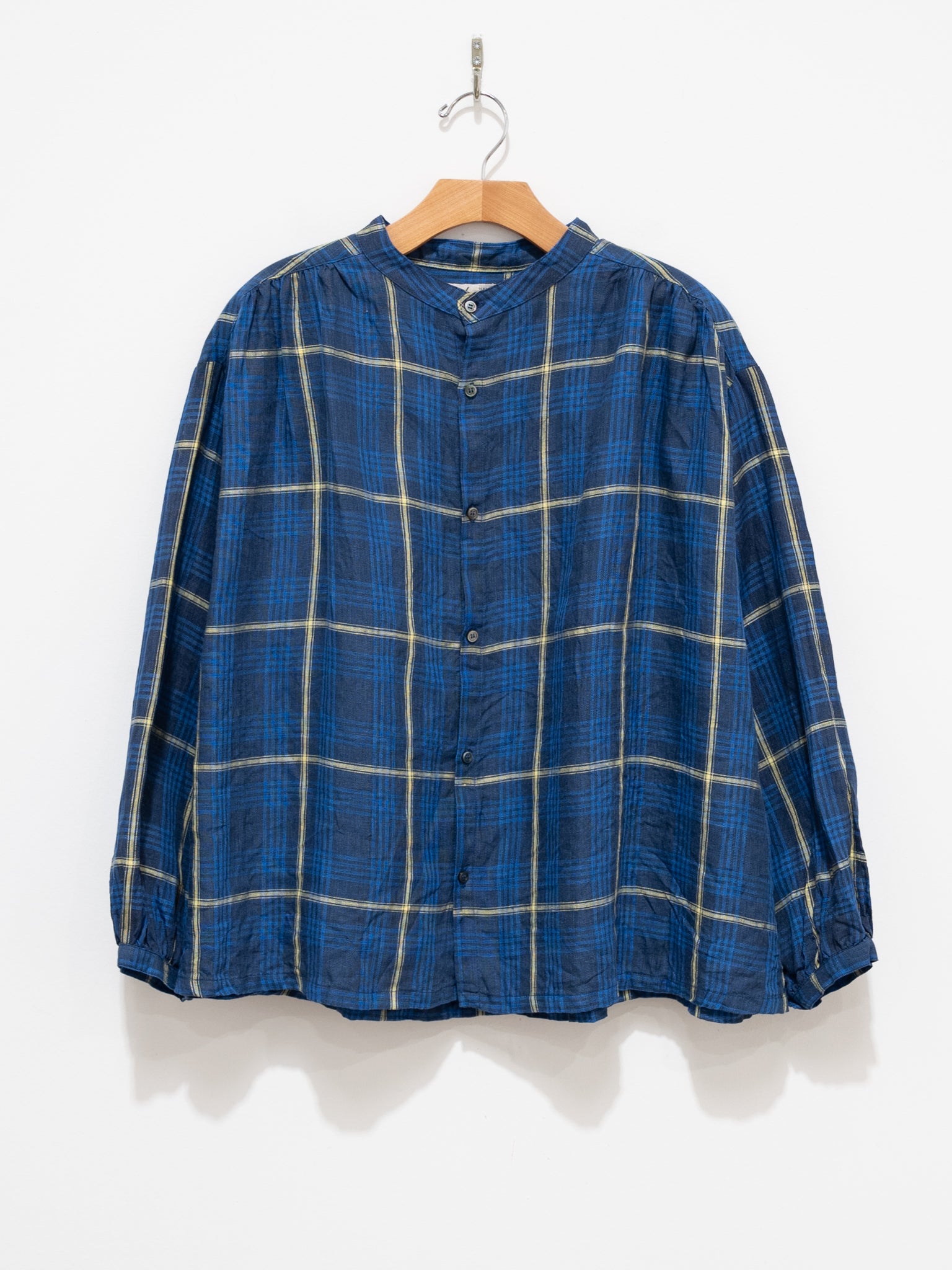 Namu Shop - Ichi Antiquites Linen Check Shirt - Blue