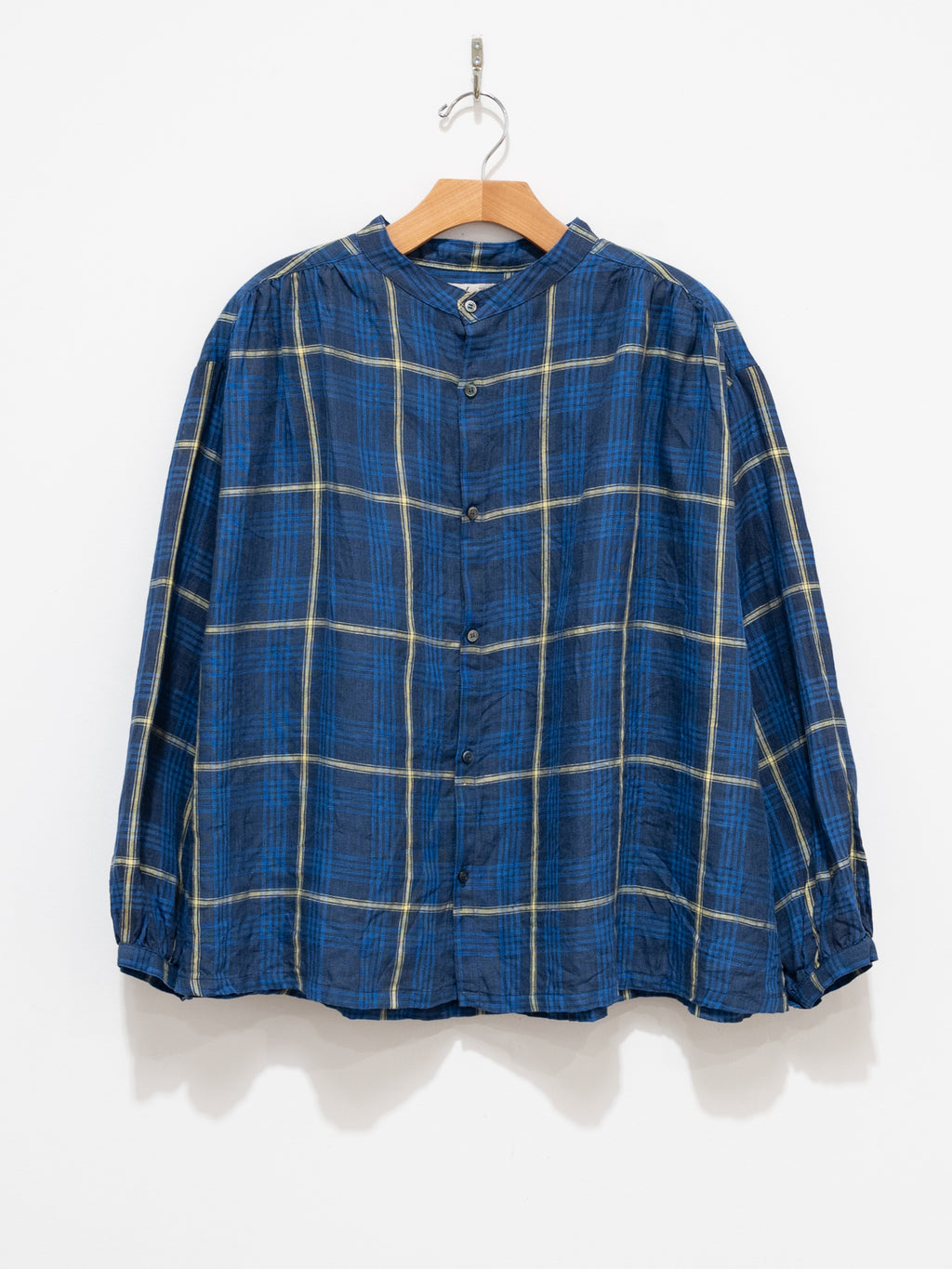Namu Shop - Ichi Antiquites Linen Check Shirt - Blue