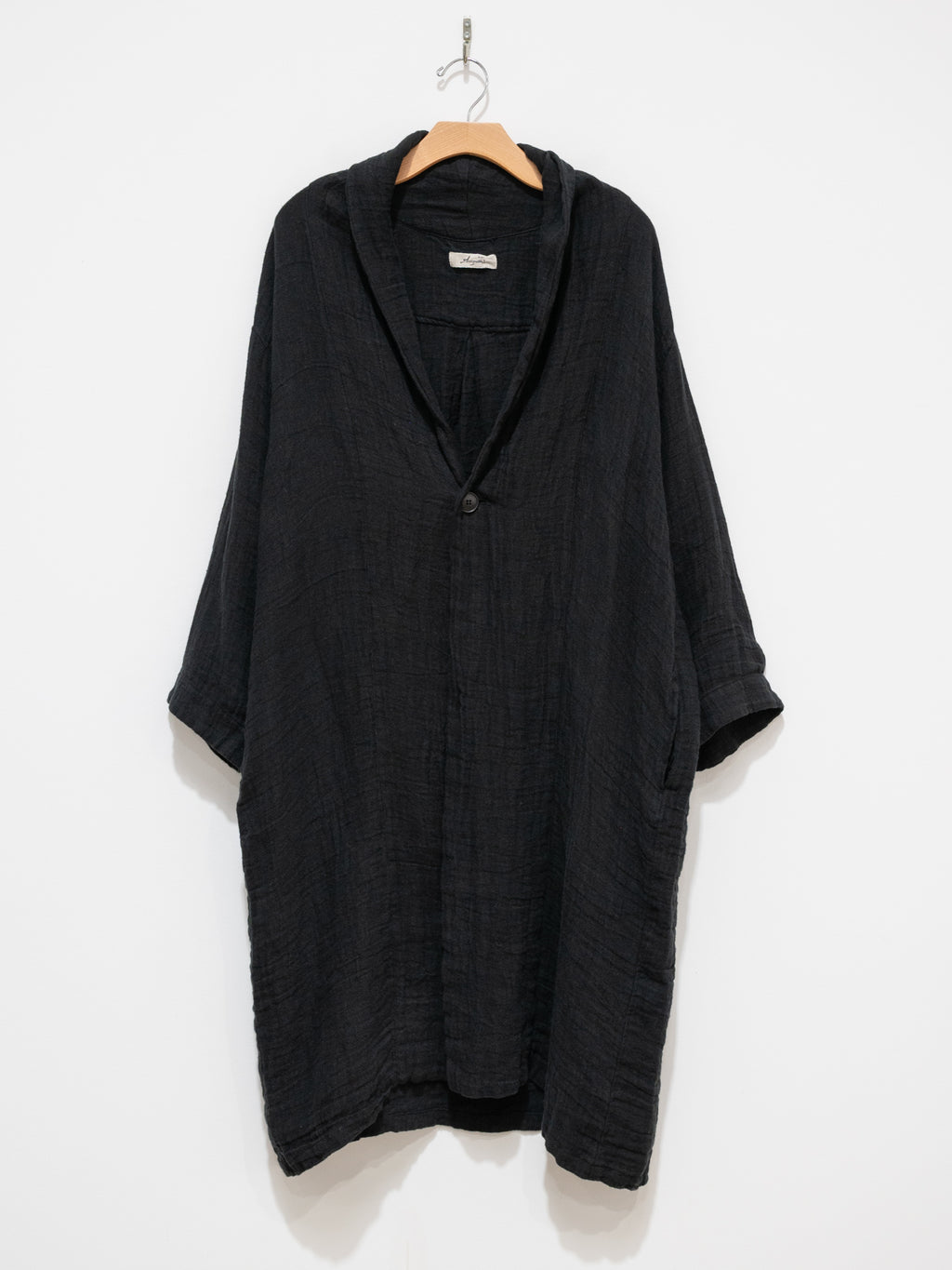 Namu Shop - Ichi Antiquites Linen Dobby AZUMADAKI Robe - Black