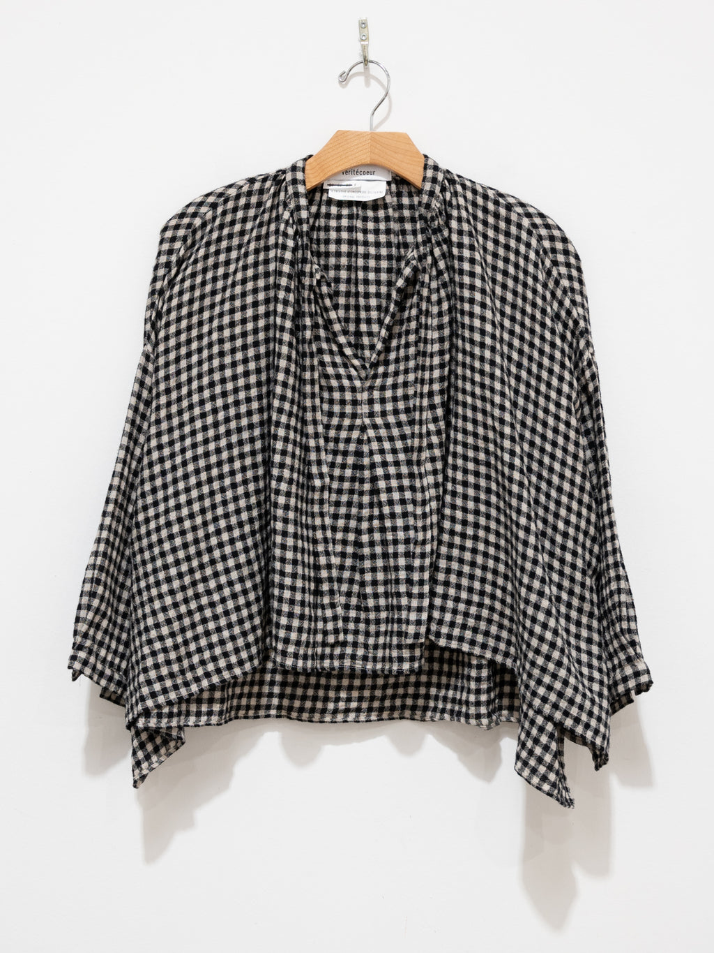 Namu Shop - Veritecoeur L/W Check Blouse - Cream x Black