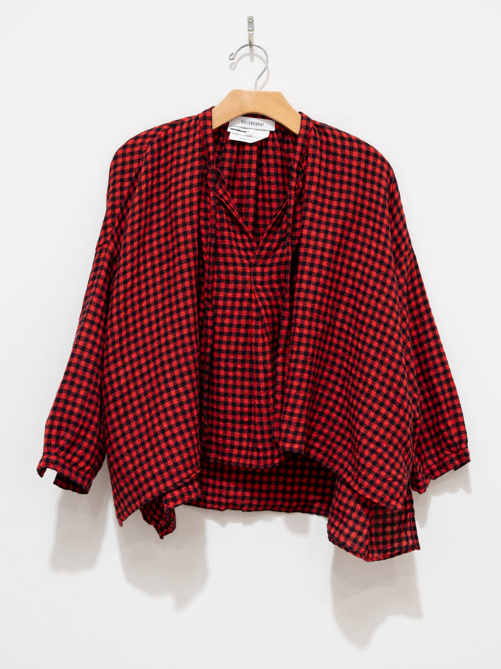 Namu Shop - Veritecoeur L/W Check Blouse - Red x Navy