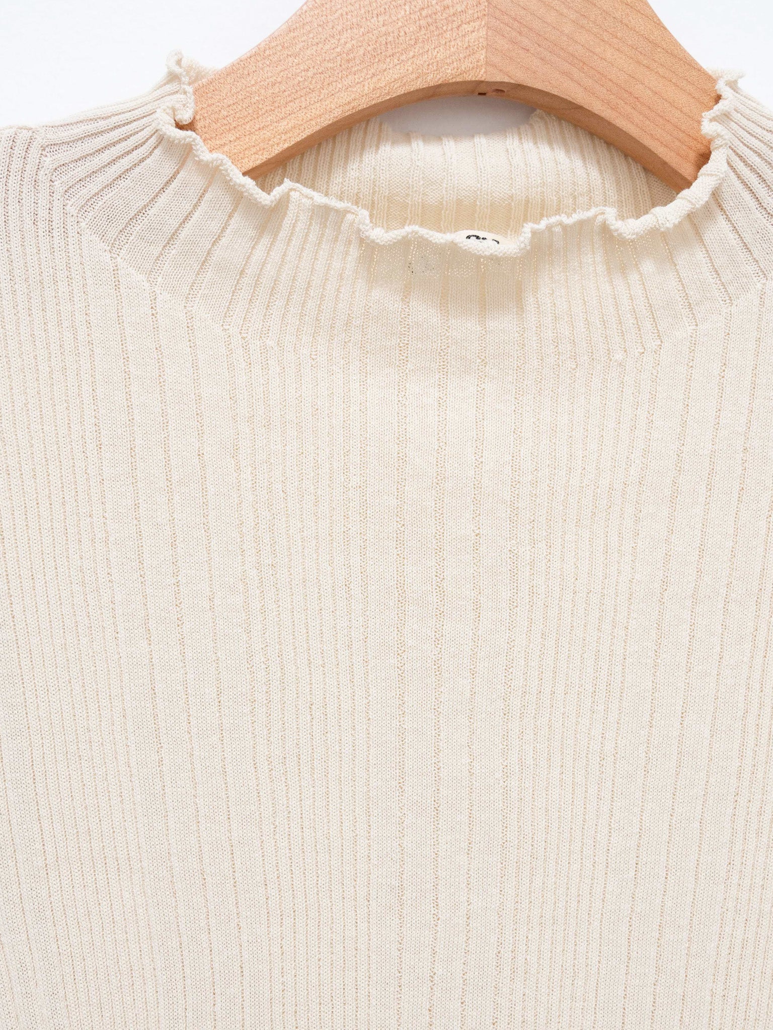 Namu Shop - Unfil High Twist Cotton Ribbed Knit Sweater - Milk