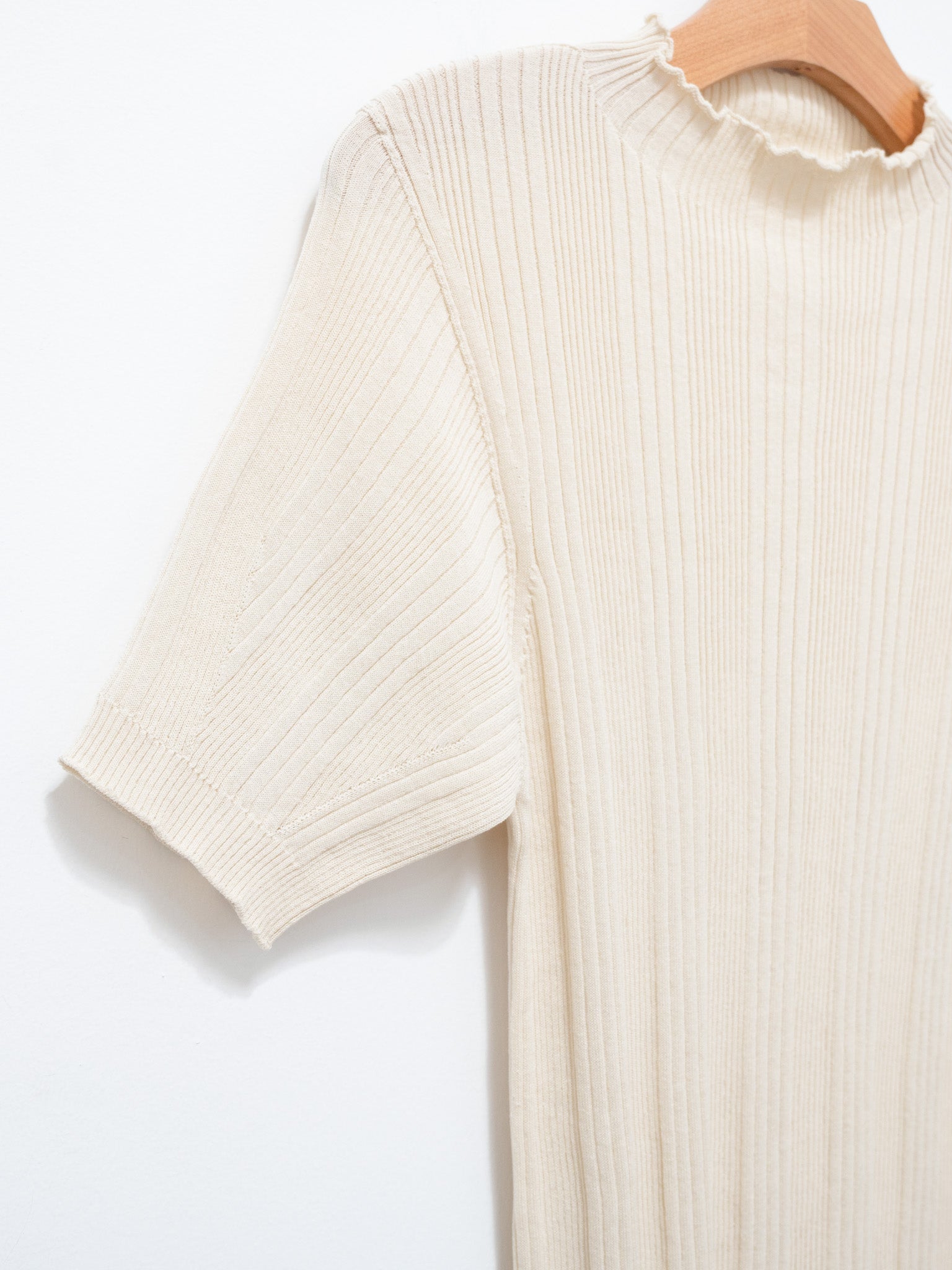 Namu Shop - Unfil High Twist Cotton Ribbed Knit Sweater - Milk
