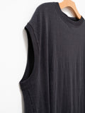 Namu Shop - Unfil French Linen Jersey Round Hem Sleeveless Tee - Charcoal Black
