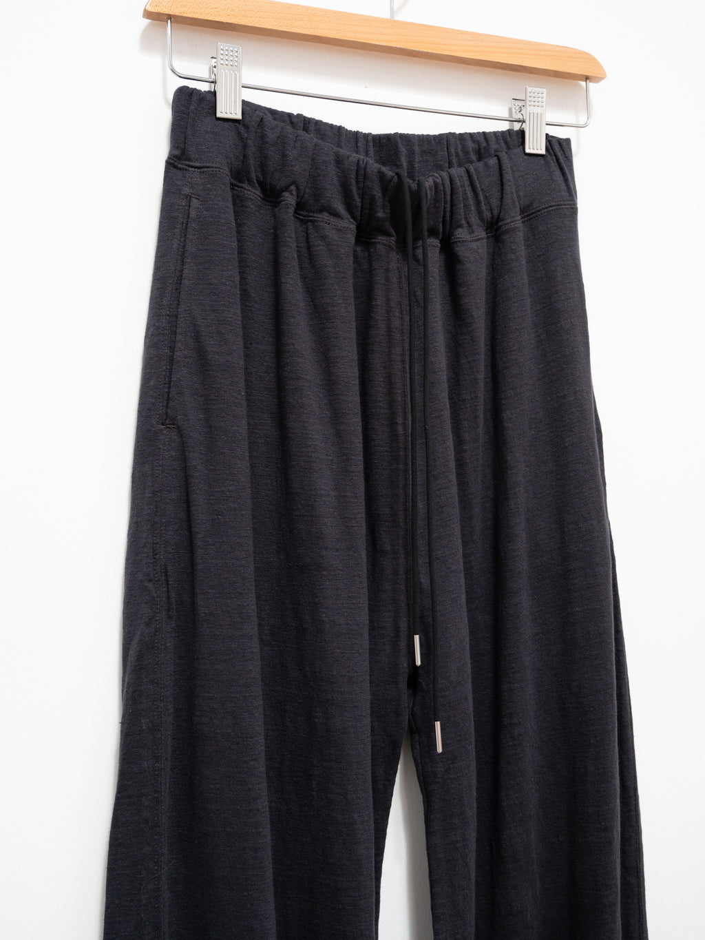 Namu Shop - Unfil French Linen Jersey Wide Leg Pants - Charcoal Black