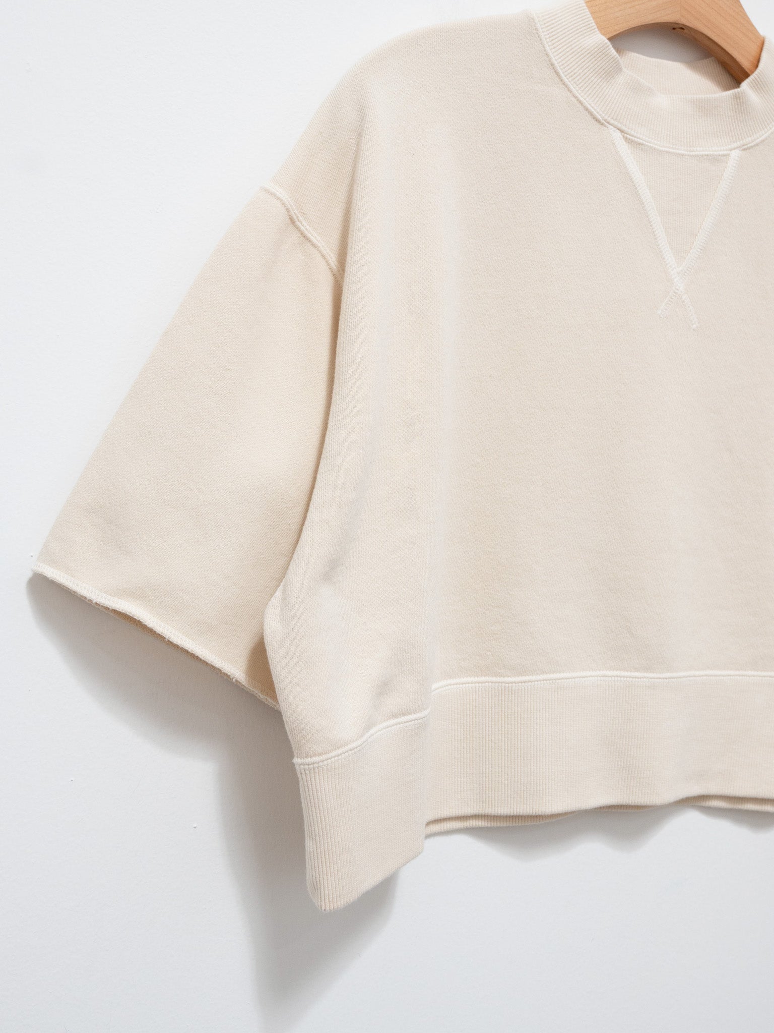 Namu Shop - ICHI Pigment Dye Cropped Sweatshirt - Ivory