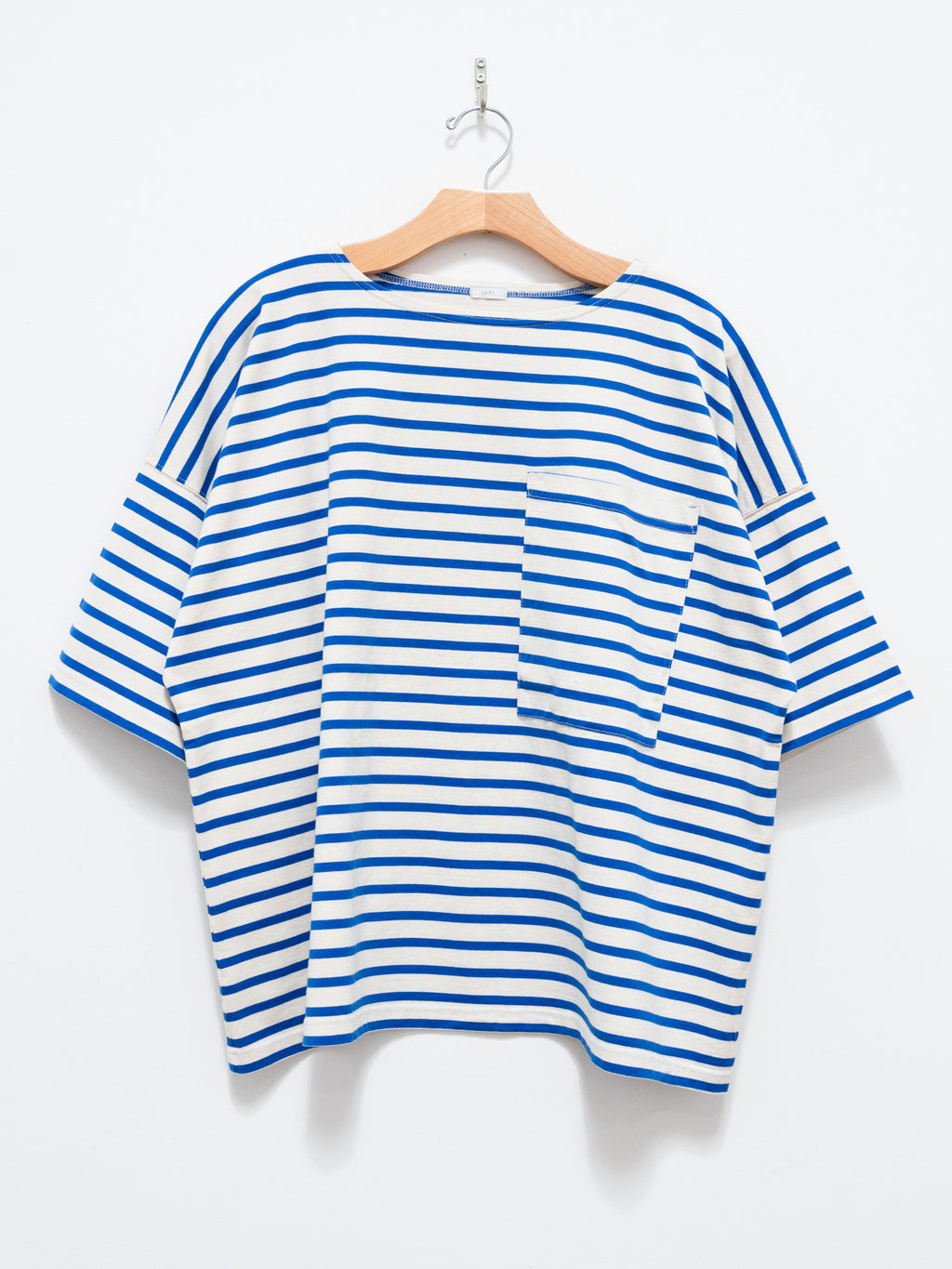 Namu Shop - ICHI Border Pocket Pullover - Natural x Blue
