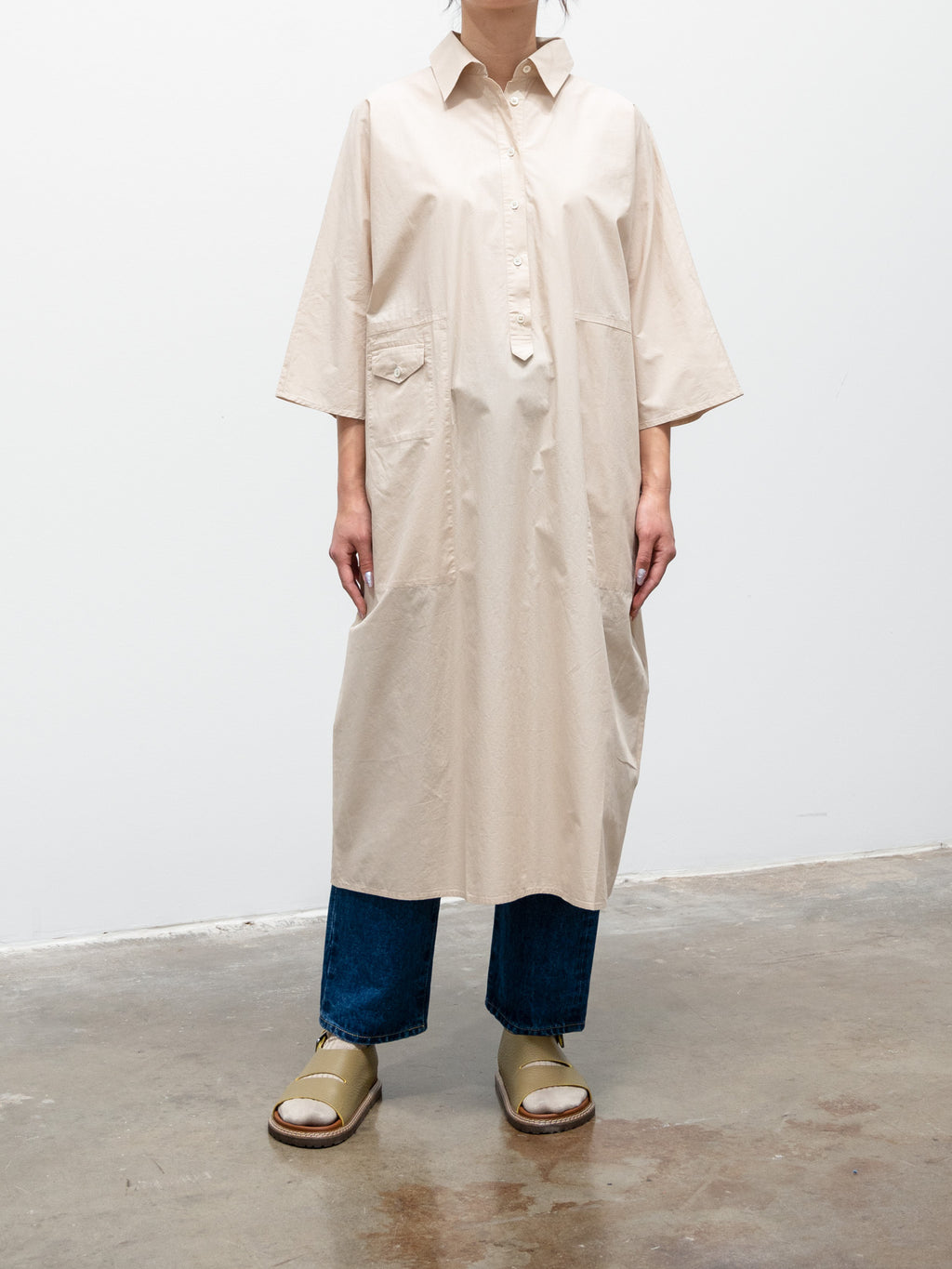 Namu Shop - Jan Machenhauer Mina Dress - Almond Cotton Poplin