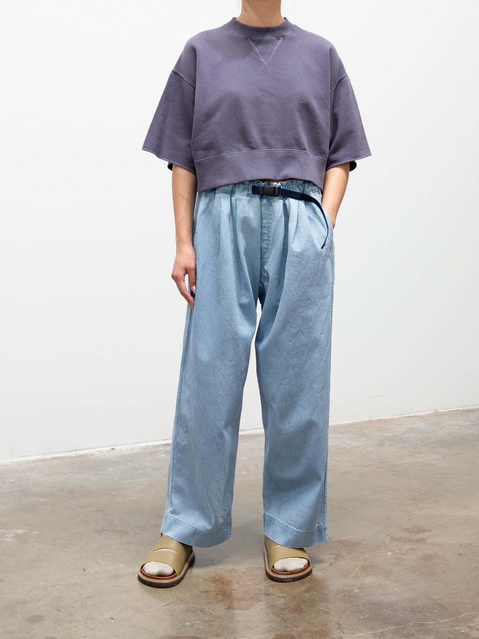 Namu Shop - Veritecoeur Belted Pants - Light Blue Indigo