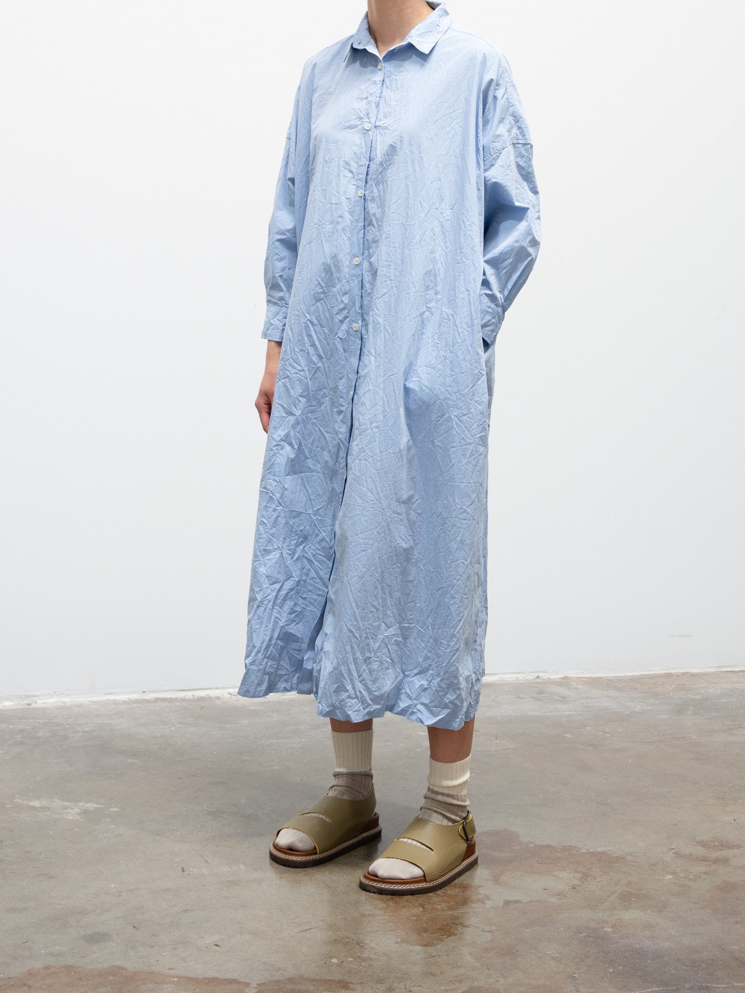 Namu Shop - ICHI Washer BD Shirt Dress - Blue Stripe