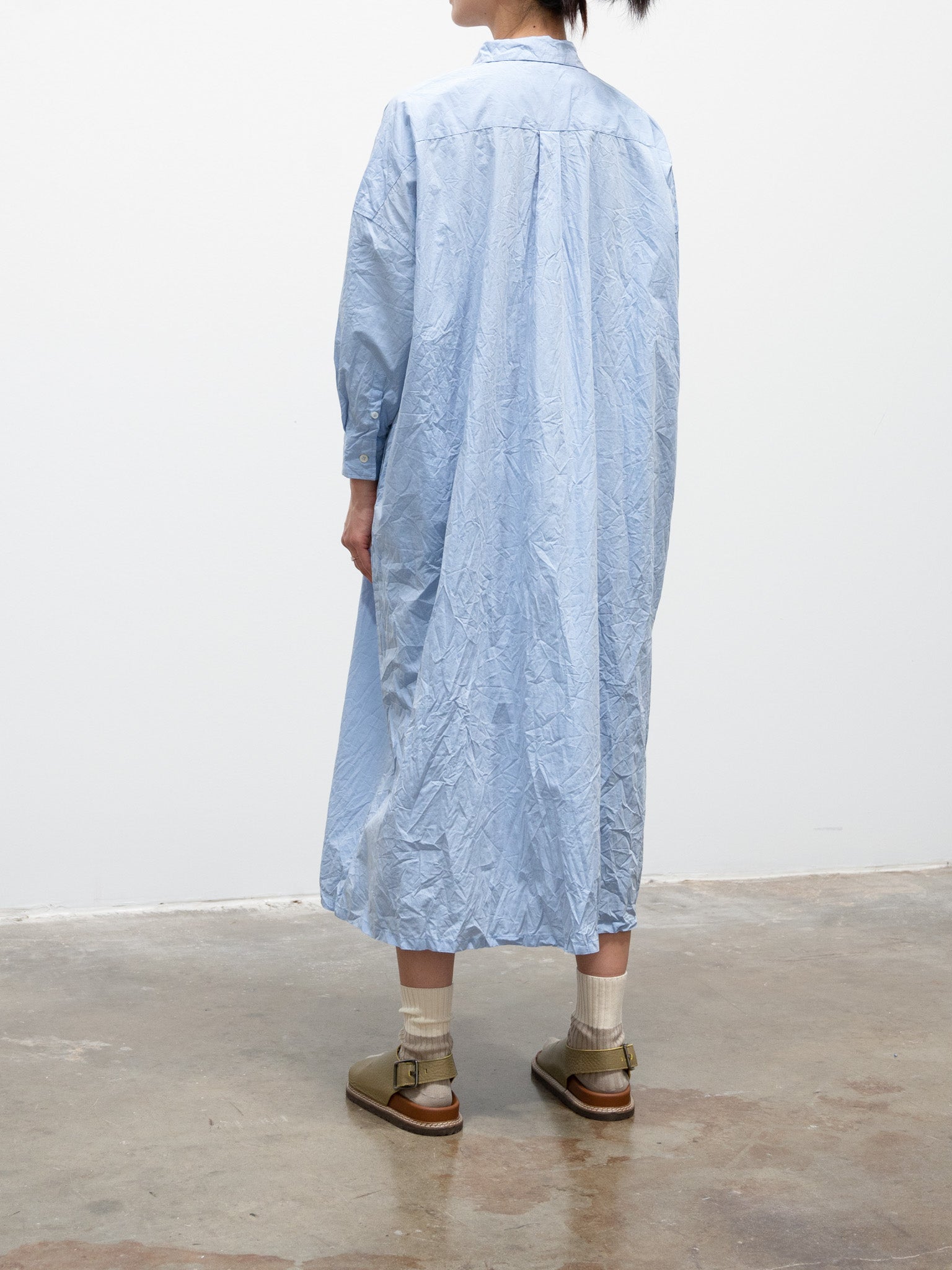 Namu Shop - ICHI Washer BD Shirt Dress - Blue Stripe