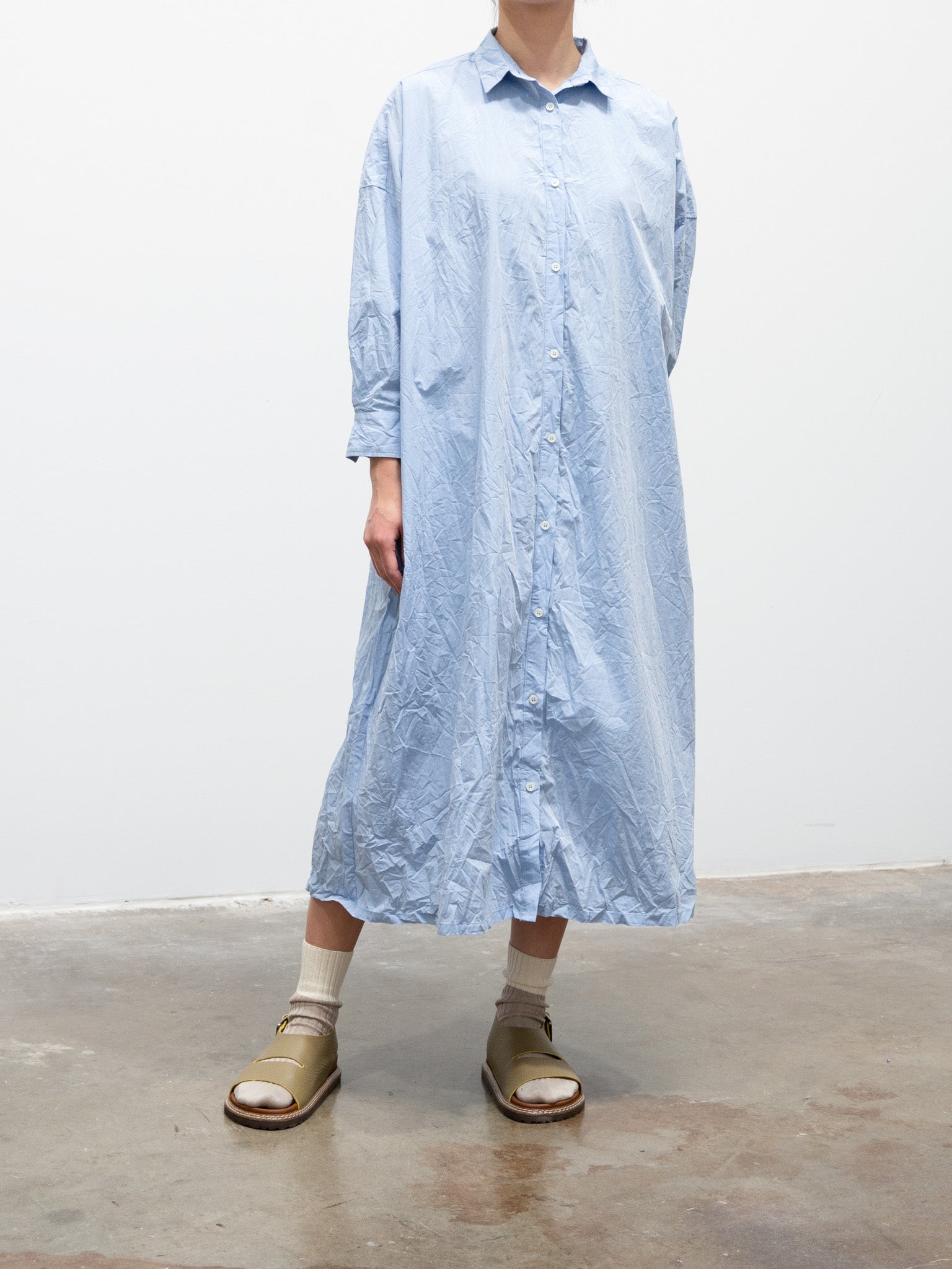 Namu Shop - ICHI Washer BD Shirt Dress - Blue Stripe