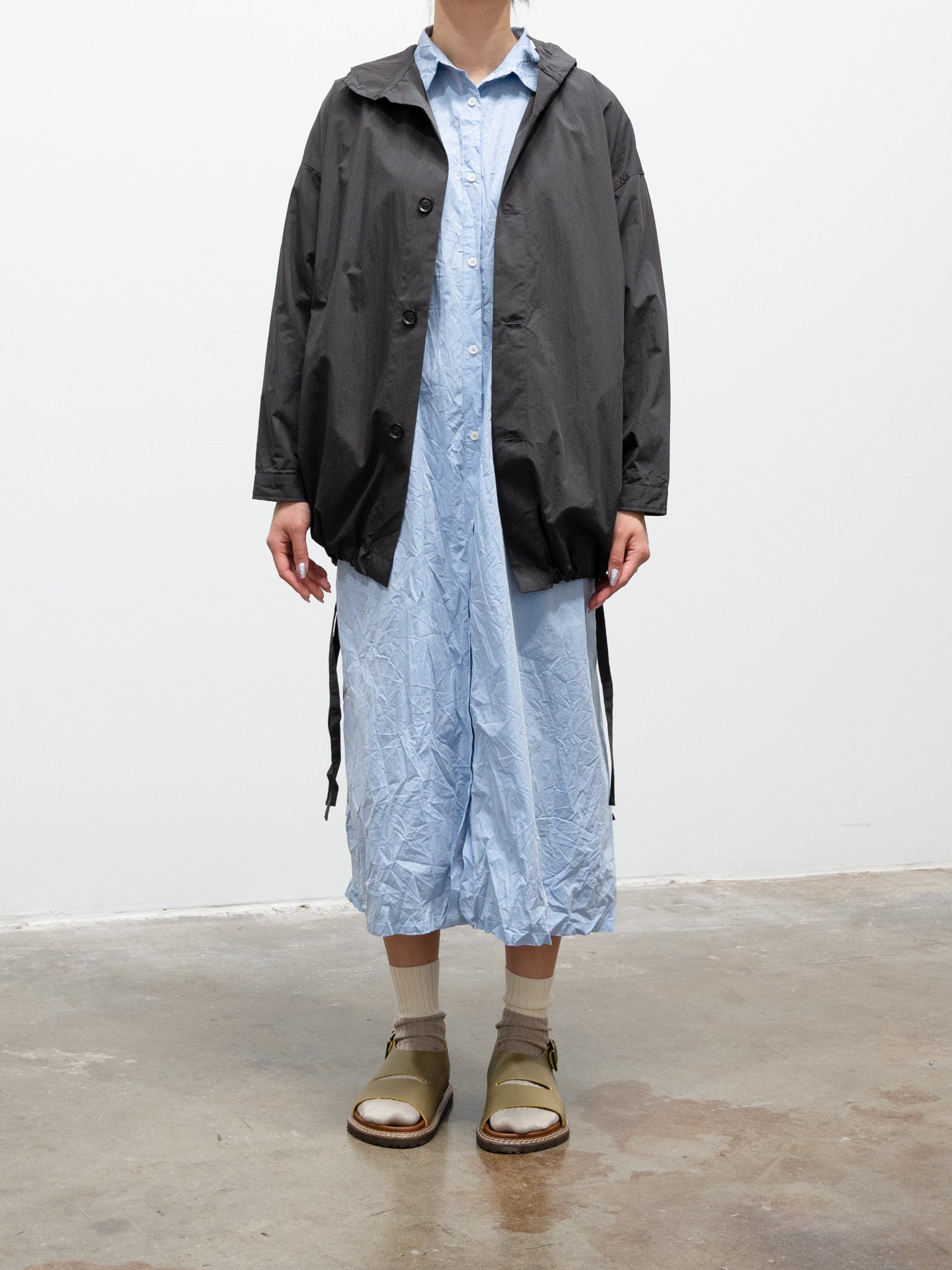 Namu Shop - ICHI Washer BD Shirt Dress - Blue Stripe