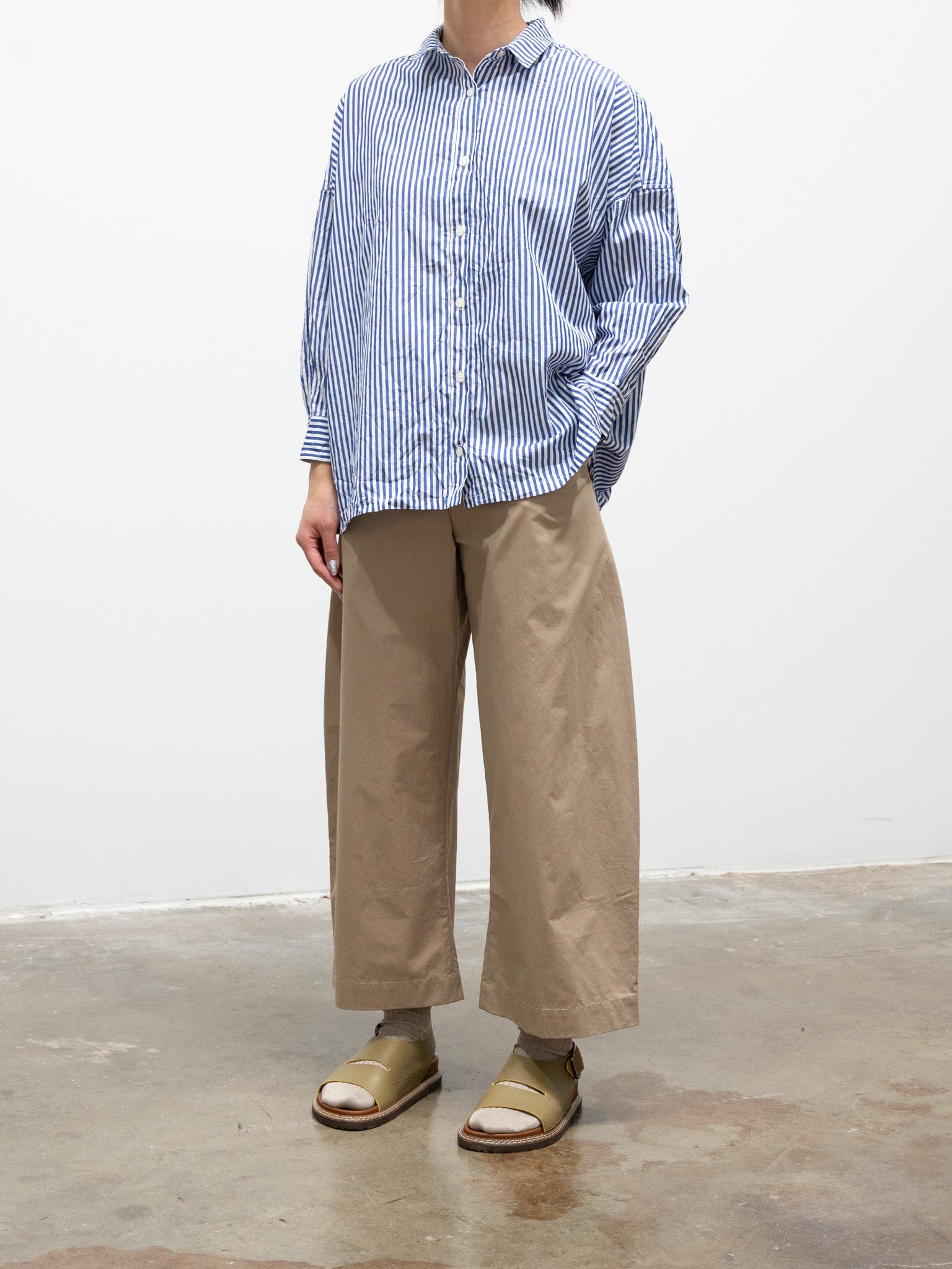Namu Shop - Studio Nicholson Chalco Powder Cotton Wide Leg Pant - Oyster