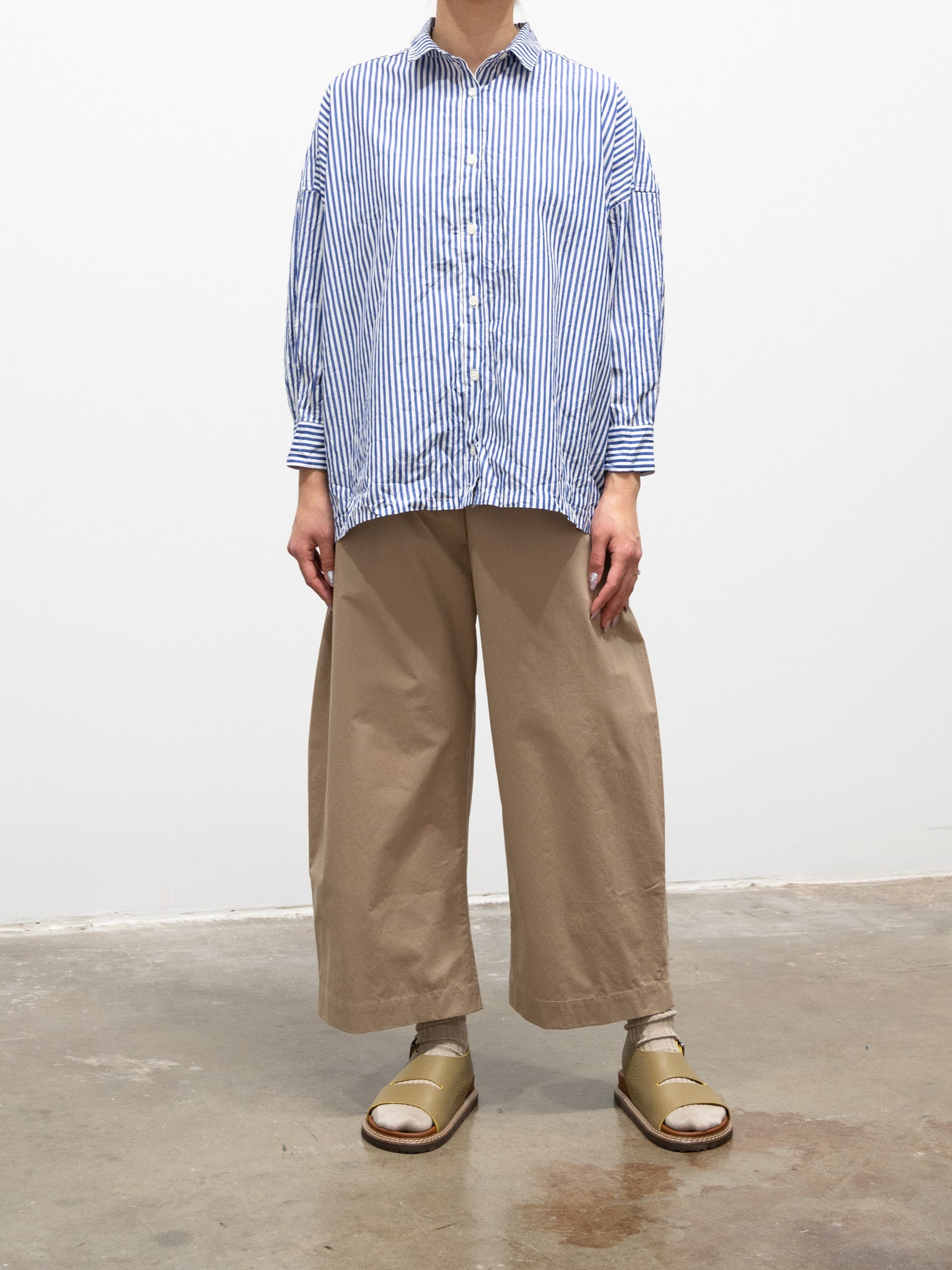 Namu Shop - Studio Nicholson Chalco Powder Cotton Wide Leg Pant - Oyster