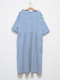 Namu Shop - ICHI Border Gather Dress - Natural x Blue