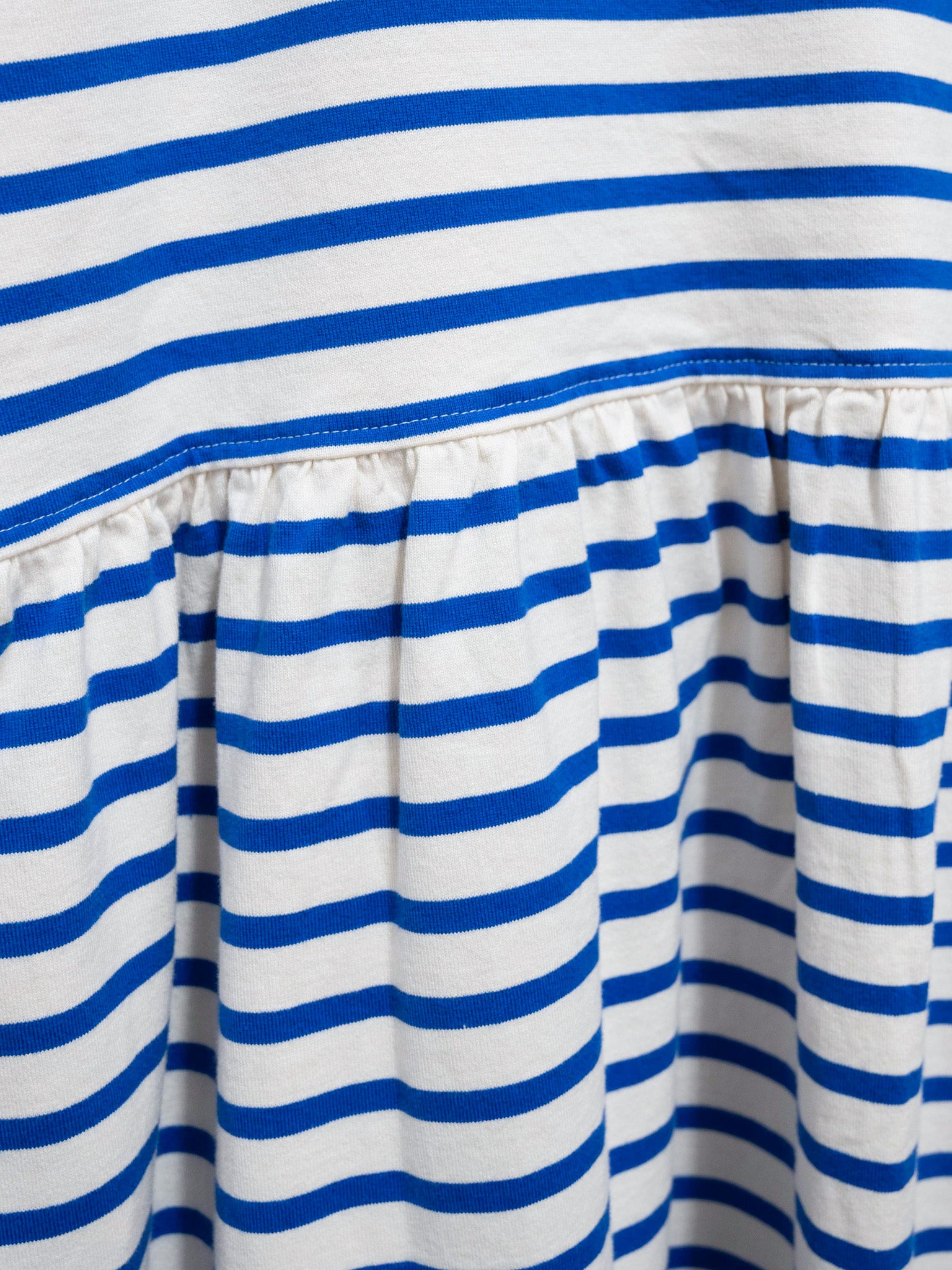 Namu Shop - ICHI Border Gather Dress - Natural x Blue