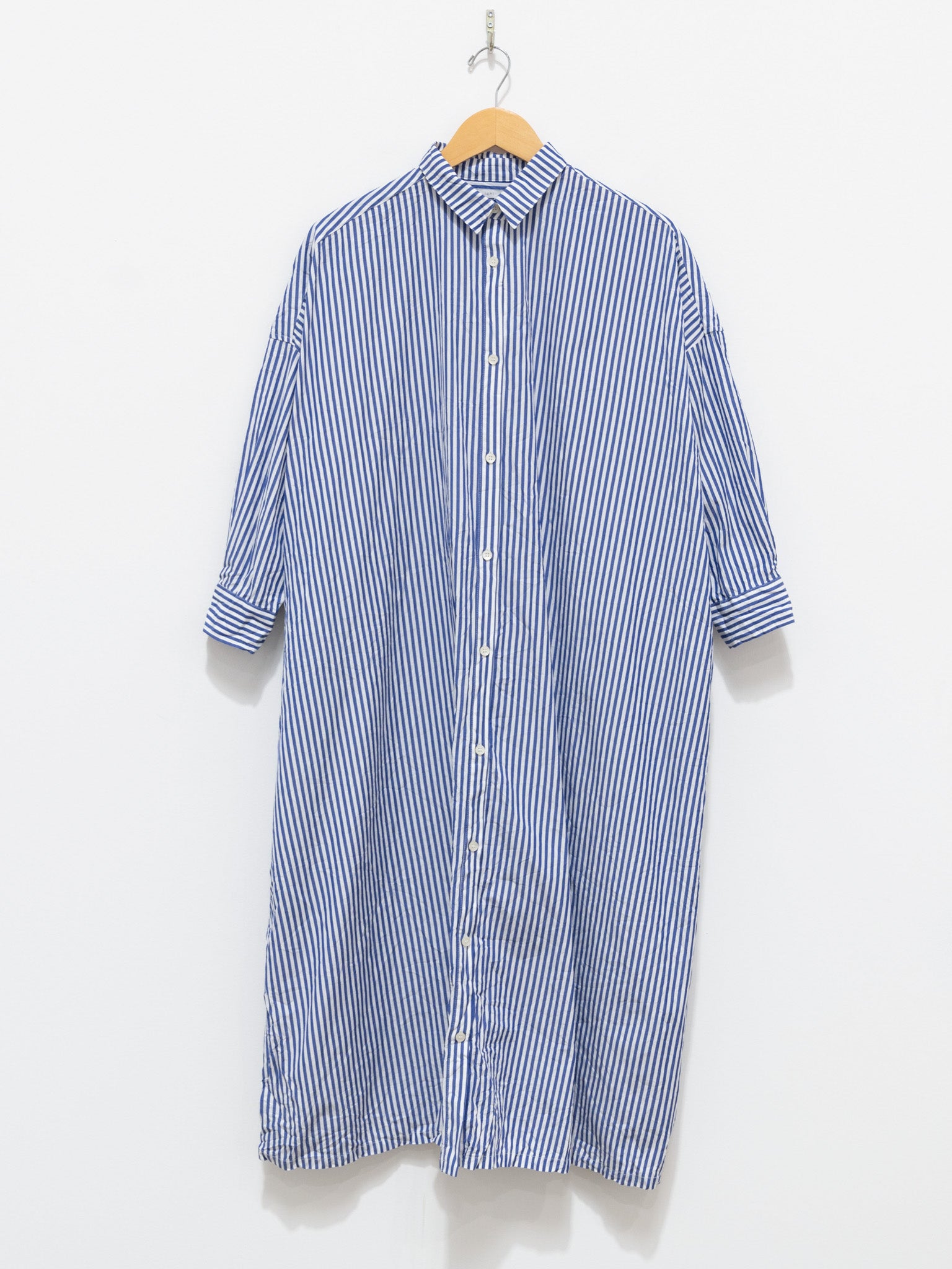 Namu Shop - ICHI Washer BD Shirt Dress - Blue Stripe