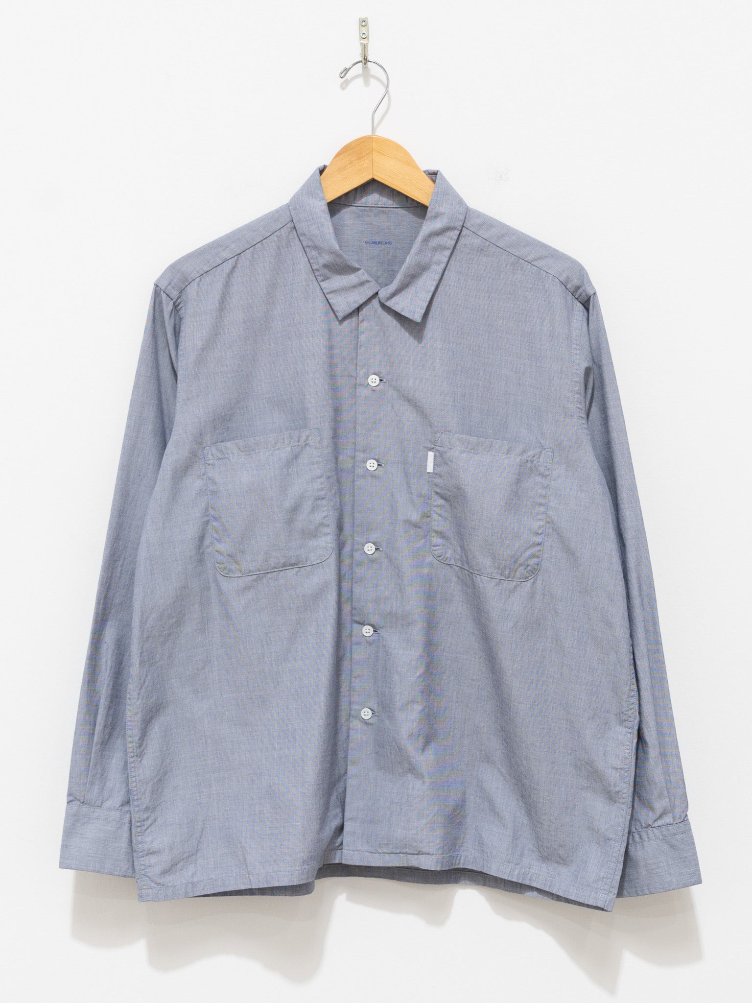 Namu Shop - S H Open Collar Shirt - End on End Blue