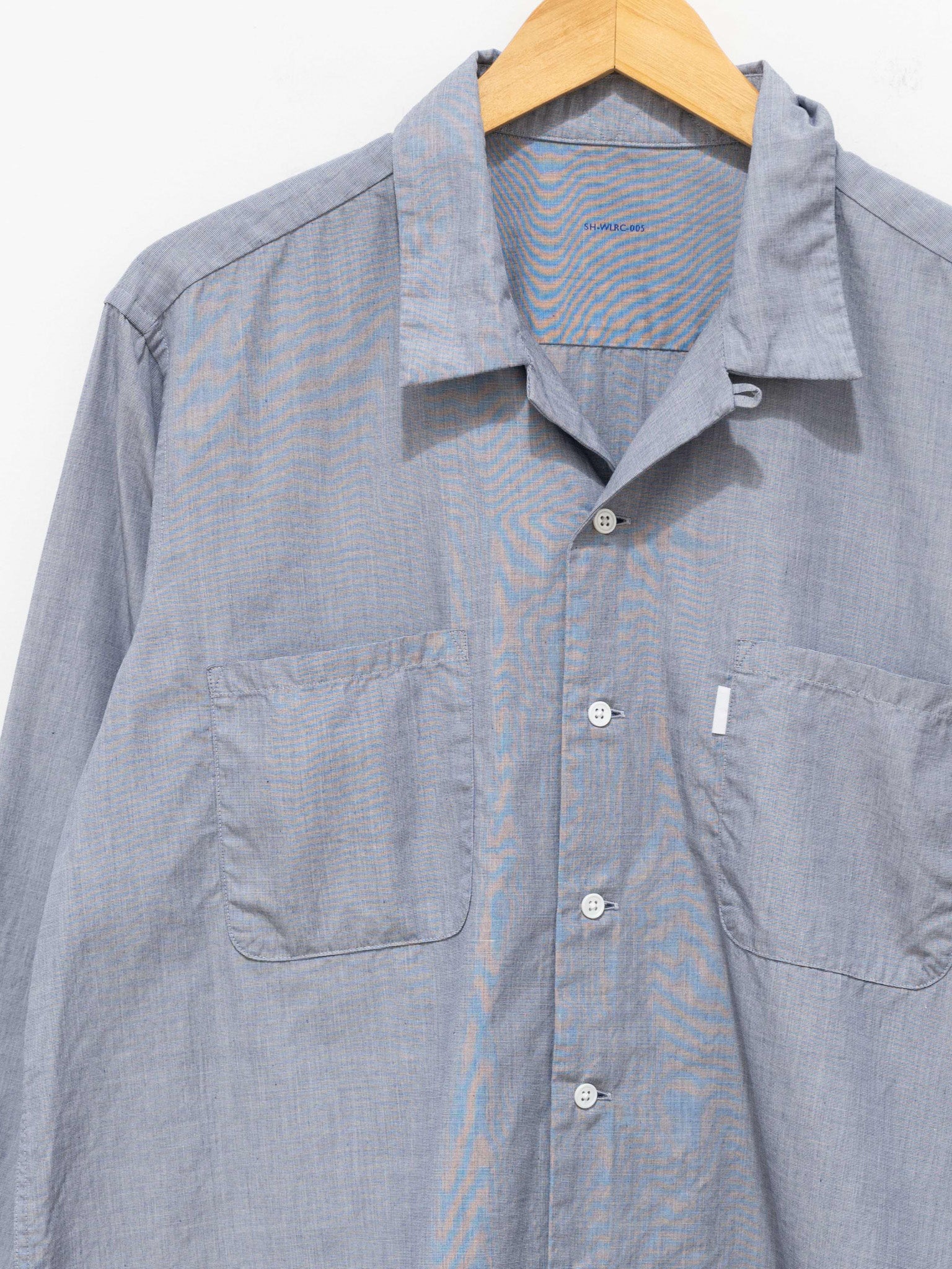 Namu Shop - S H Open Collar Shirt - End on End Blue