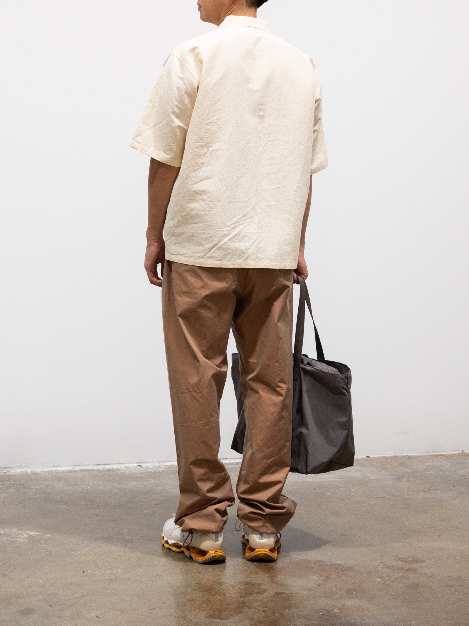 Namu Shop - Auralee High Density Finx Linen Weather Half Sleeve Shirt - Ecru
