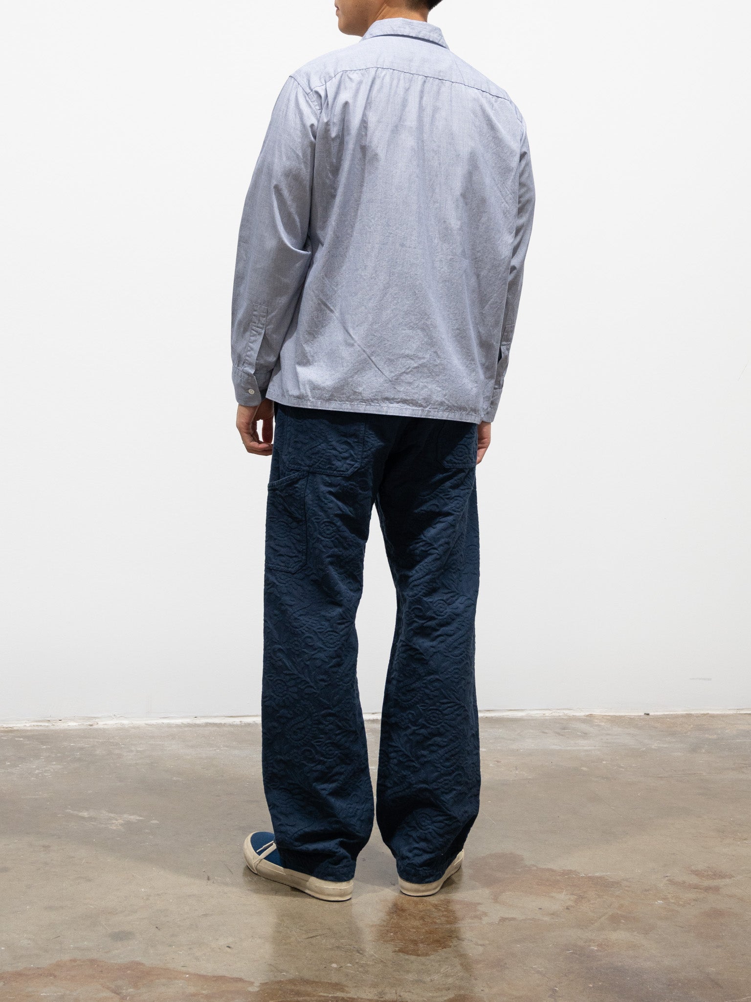 Namu Shop - S H Open Collar Shirt - End on End Blue