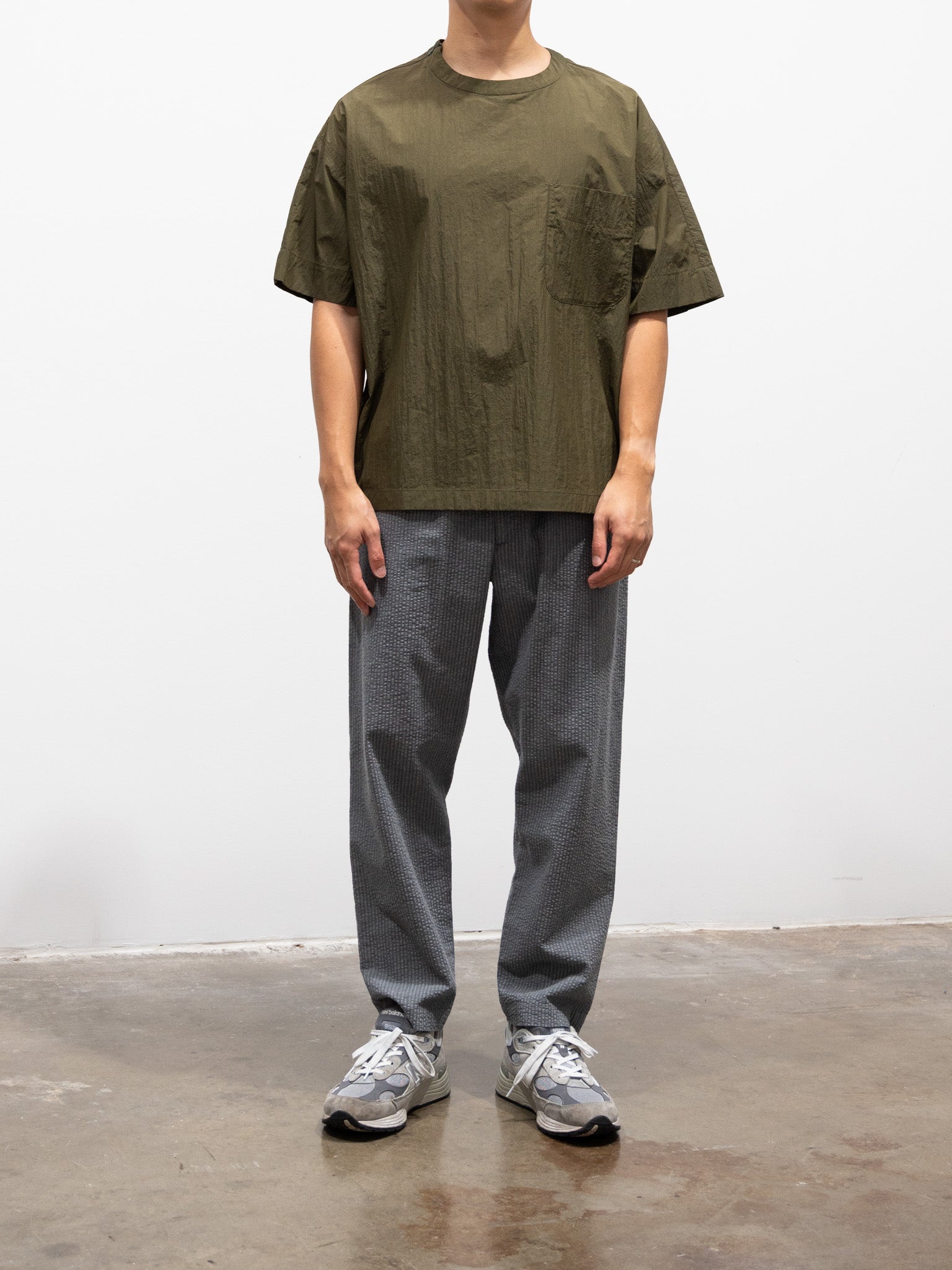 Namu Shop - Fujito Seersucker Easy Pants - Gray Stripe