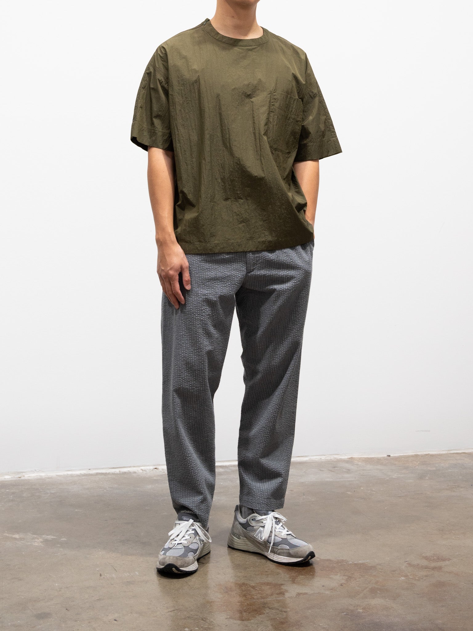 Namu Shop - Fujito Seersucker Easy Pants - Gray Stripe