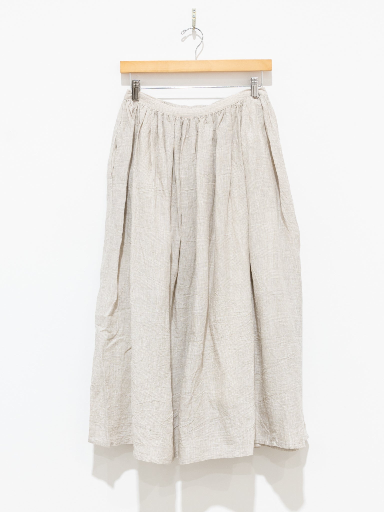 Namu Shop - Ichi Antiquites Glencheck Azumadaki Skirt - Natural