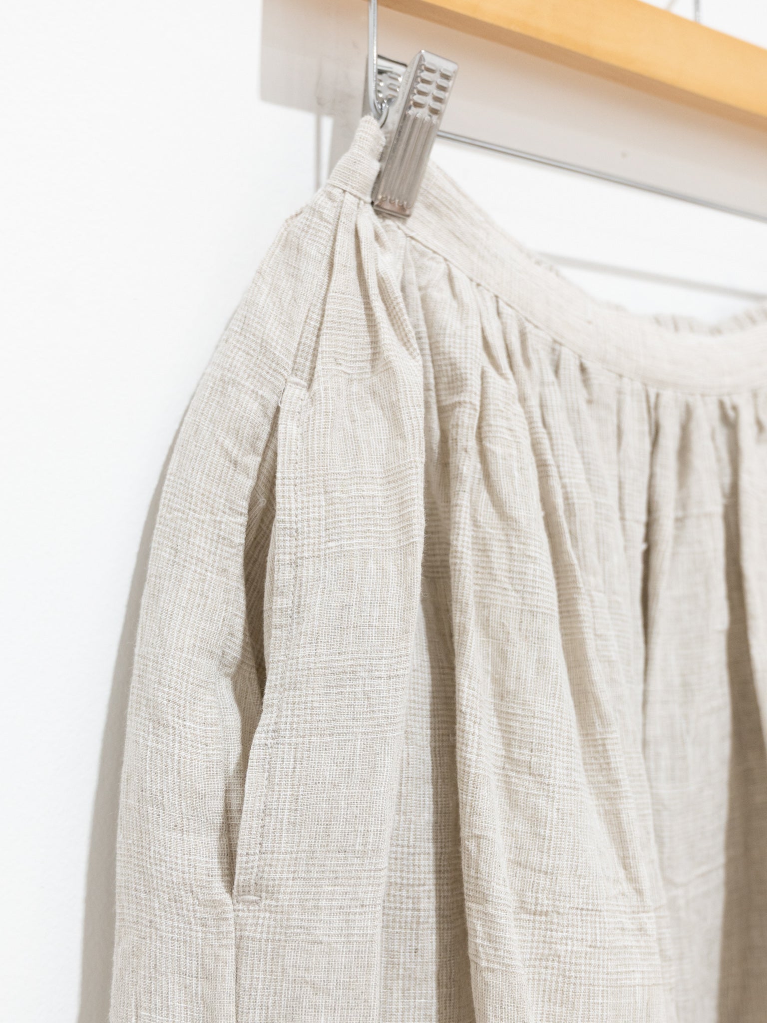 Namu Shop - Ichi Antiquites Glencheck Azumadaki Skirt - Natural