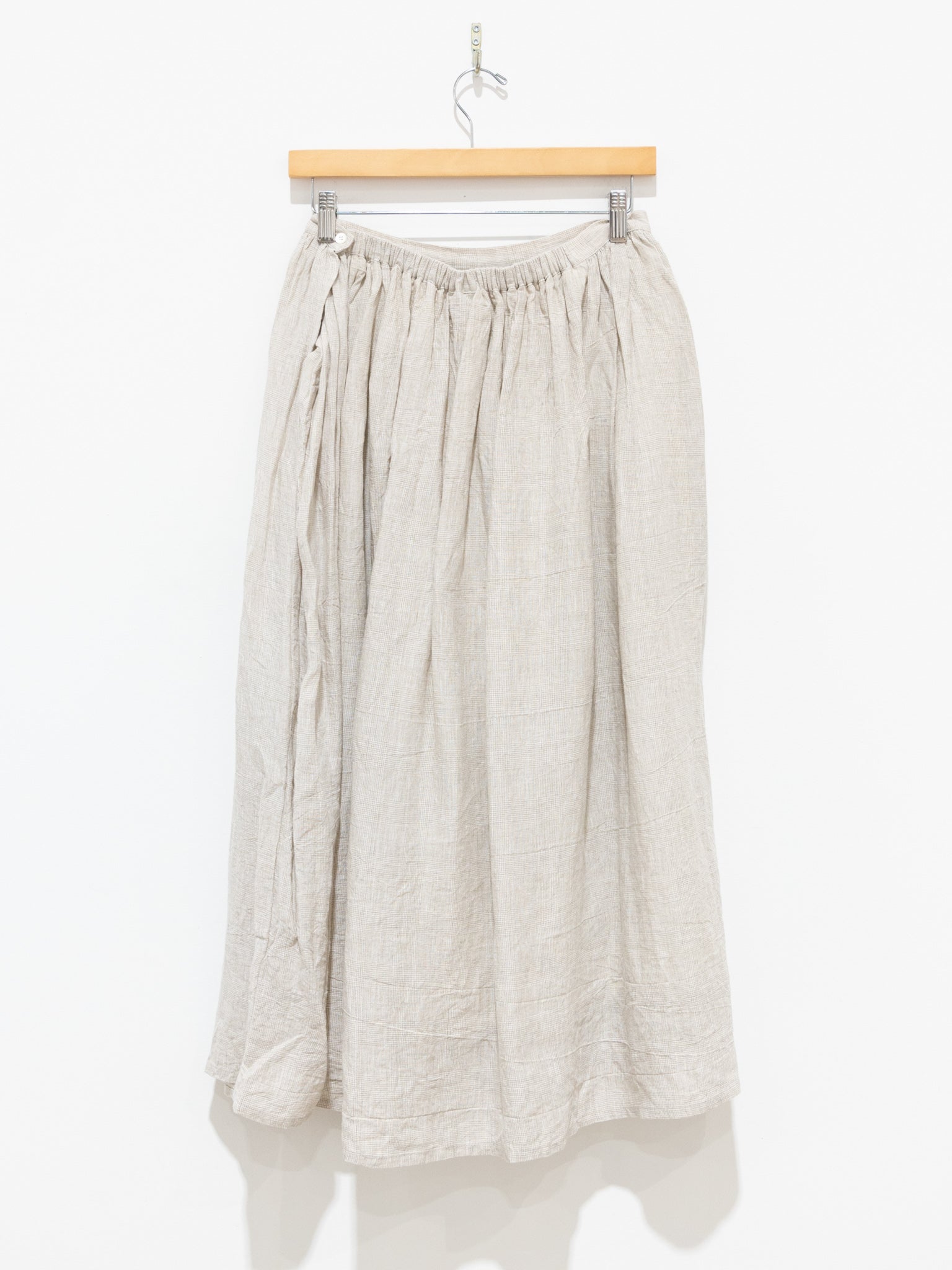 Namu Shop - Ichi Antiquites Glencheck Azumadaki Skirt - Natural