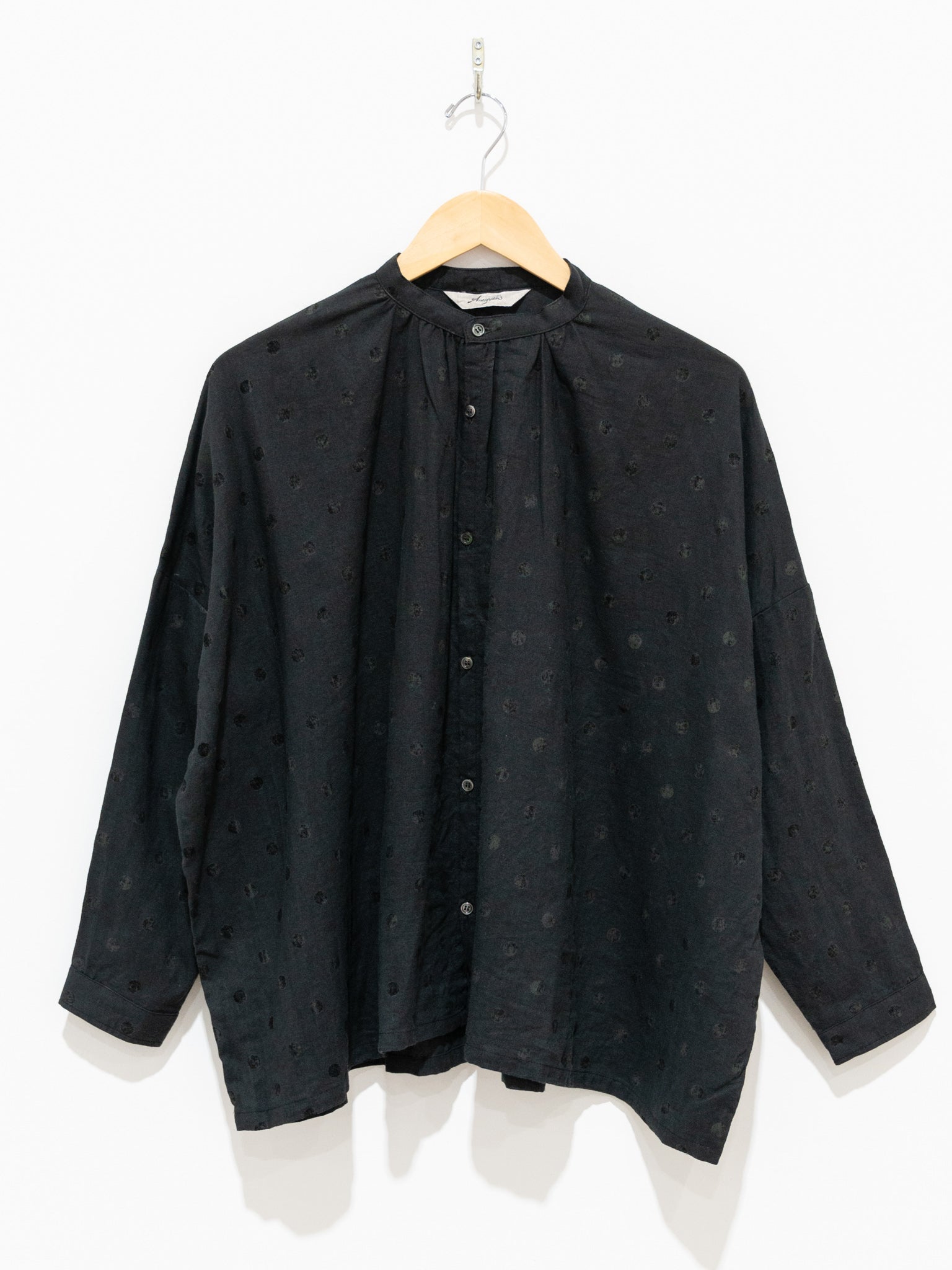 Namu Shop - Ichi Antiquites Azumadaki Ramie Flocky Dot Shirt - Black