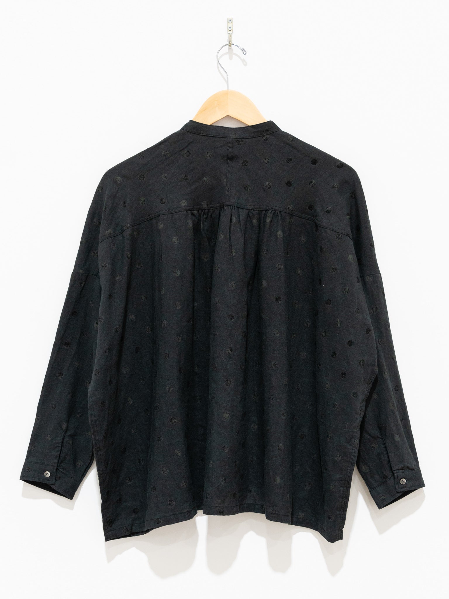 Namu Shop - Ichi Antiquites Azumadaki Ramie Flocky Dot Shirt - Black