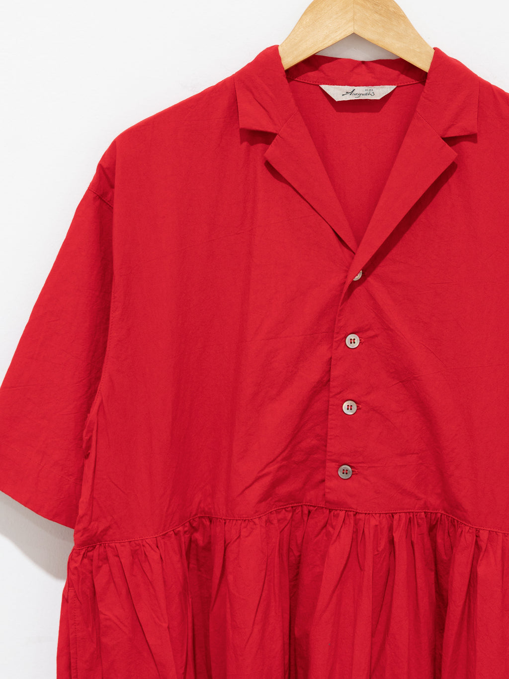 Namu Shop - Ichi Antiquites Open Collar Azumadaki Dress - Red