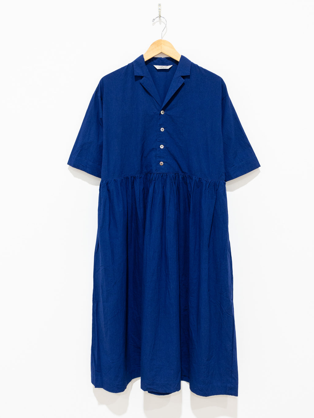 Namu Shop - Ichi Antiquites Open Collar Azumadaki Dress - Blue Navy