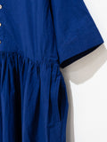 Namu Shop - Ichi Antiquites Open Collar Azumadaki Dress - Blue Navy