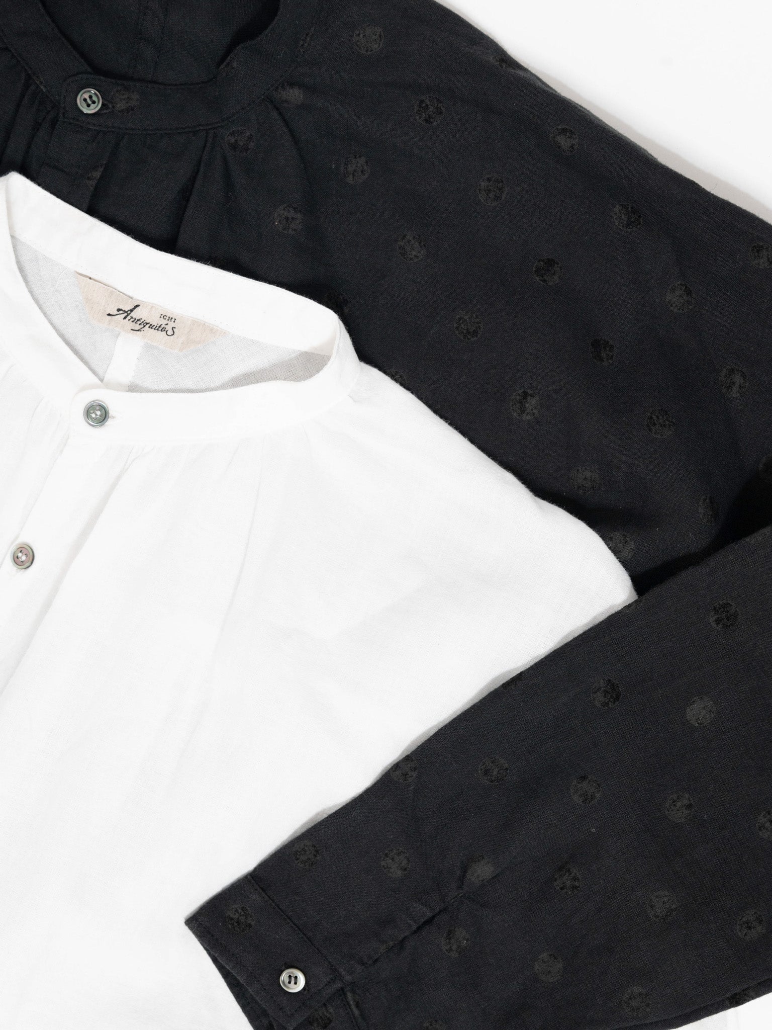 Namu Shop - Ichi Antiquites Azumadaki Ramie Flocky Dot Shirt - Black