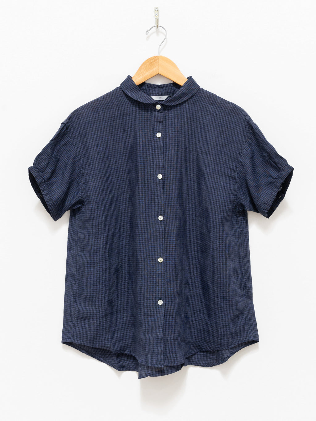 Namu Shop - ICHI Linen Check S/S Shirt - Navy Gingham