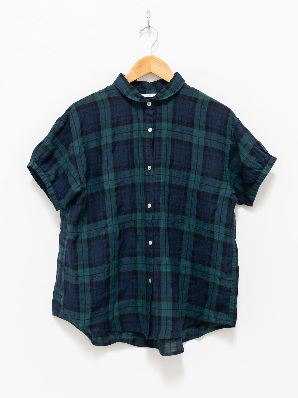 Namu Shop - ICHI Linen Check S/S Shirt - Black Watch