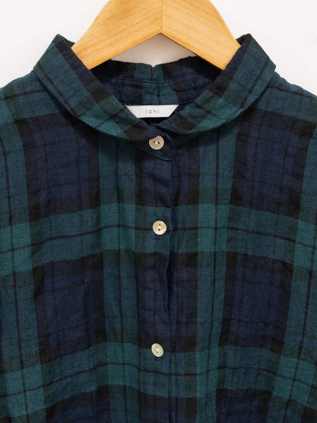 Namu Shop - ICHI Linen Check S/S Shirt - Black Watch