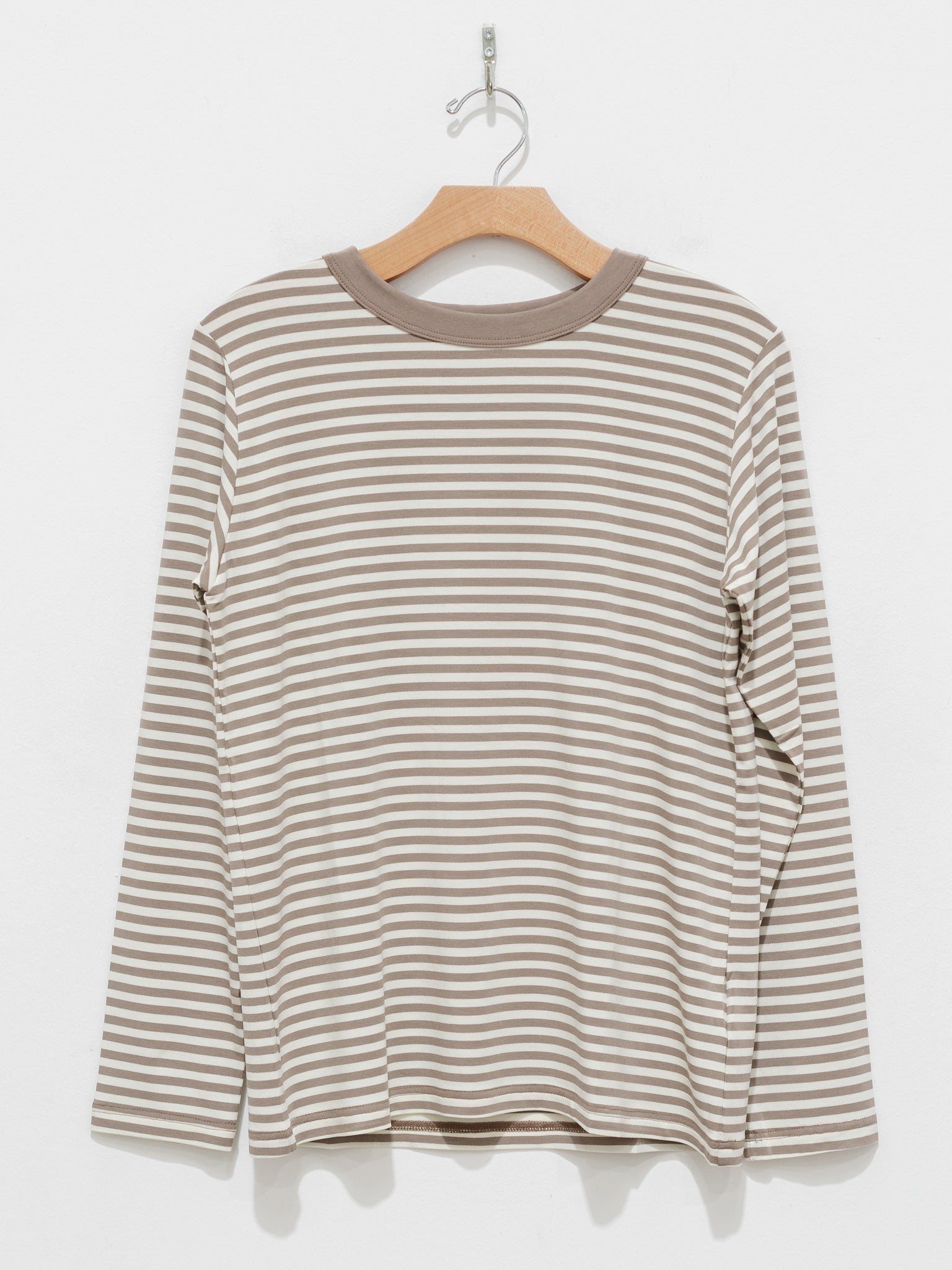 Namu Shop - ICHI Border Crewneck Top - Natural x Mocha