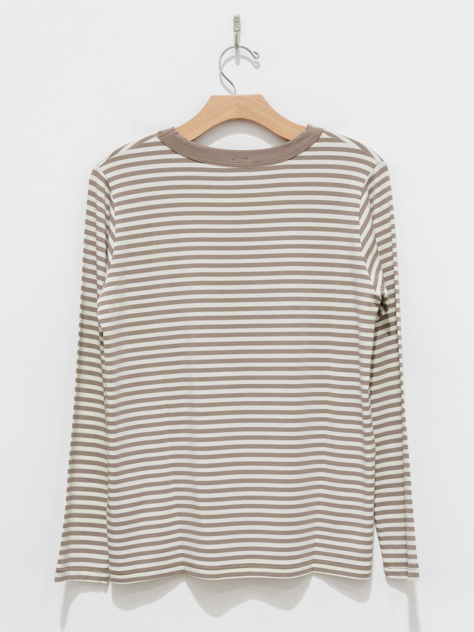 Namu Shop - ICHI Border Crewneck Top - Natural x Mocha