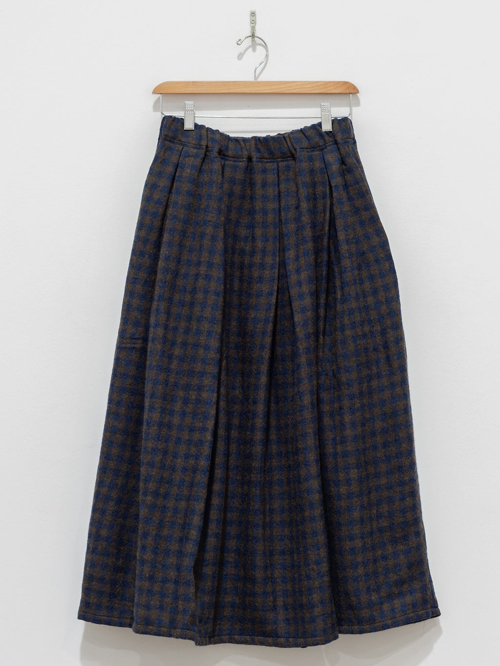 Namu Shop - ICHI Wool Gingham Skirt - Navy x Brown